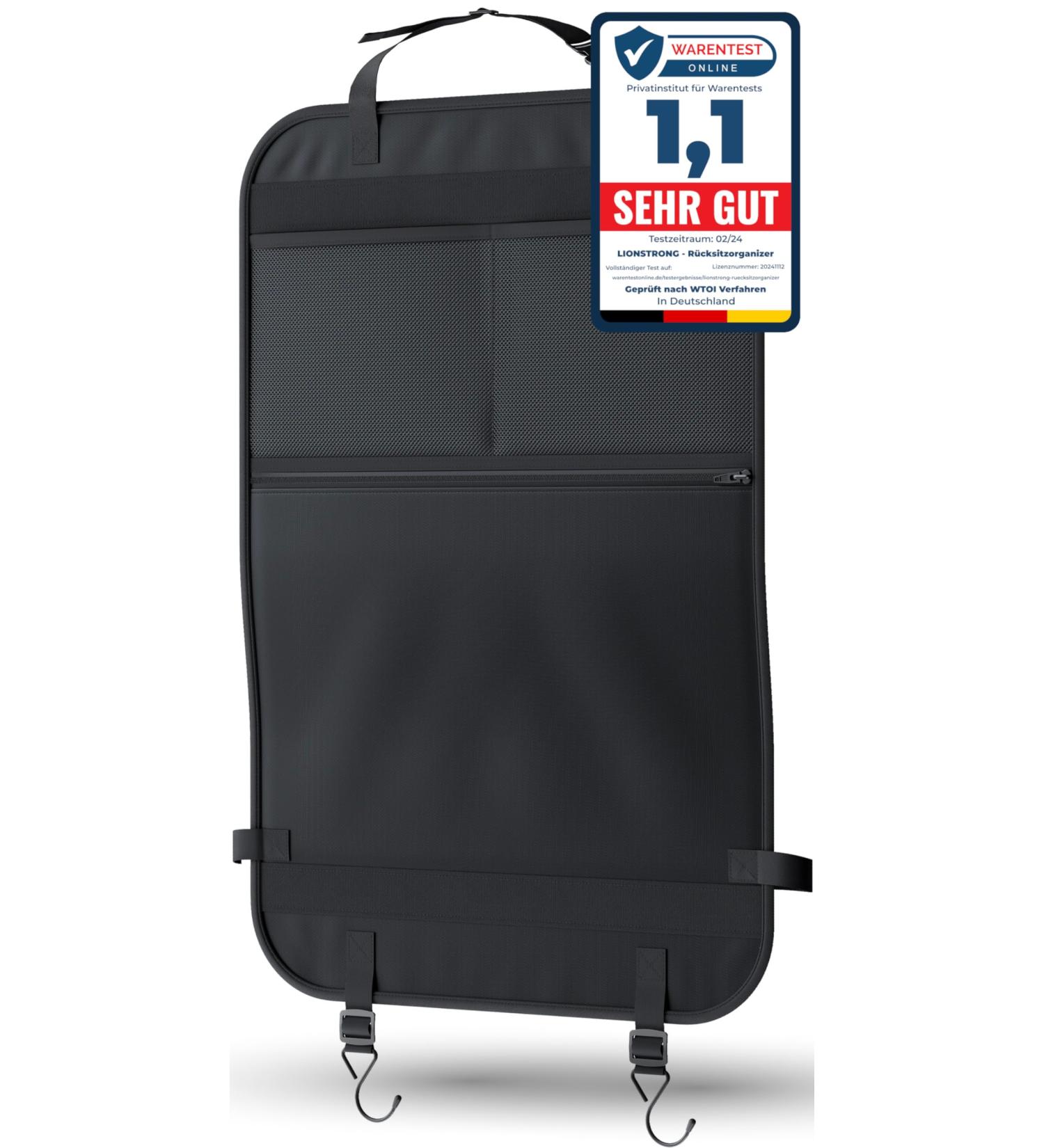Lionstrong Auto Organizer for Kids | Waterproof Back Seat Protector | Universal Fit | Backrage Protection AutoSitz Organizer (Black) - Buy Online on GoSupps.com