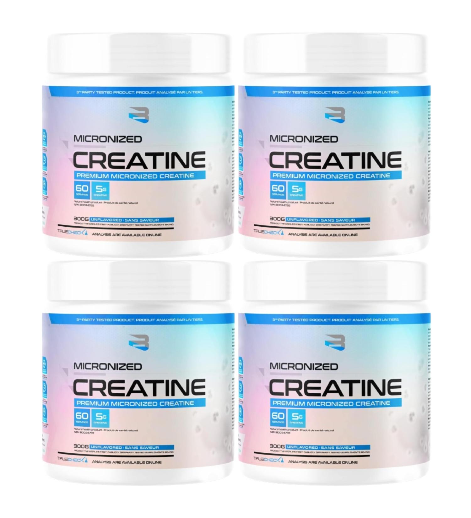 Believe Supplements Micronized Creatine Powder | 5g Vegan Micronized Creatine Monohydrate Powder | Increased Muscle Mass Improved Strength Power & Performance | 240 Servings 1200g (Pack of 4) - Buy Online on GoSupps.com