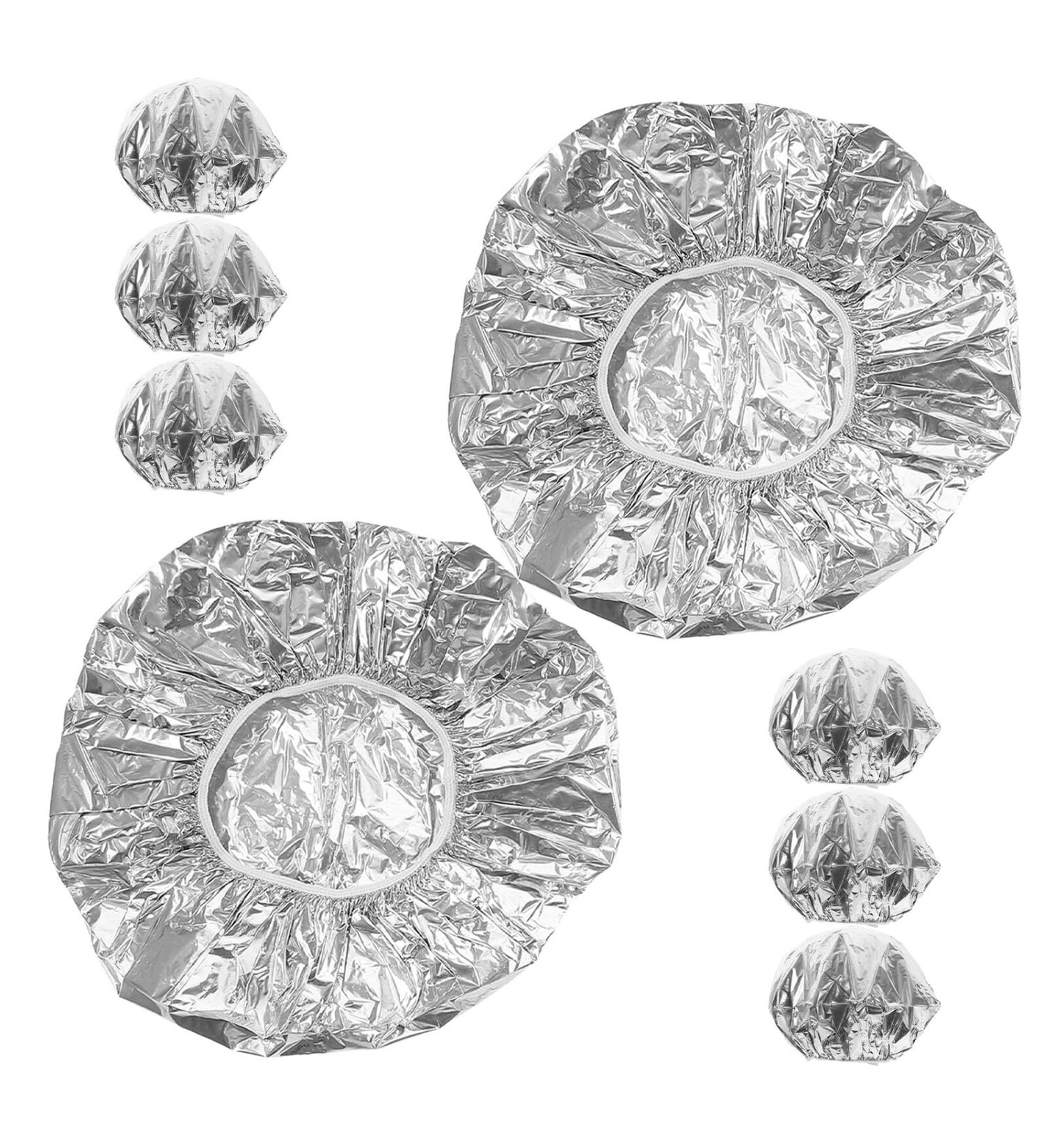 Sewroro Lot de 8 Bonnets Chauffants en Aluminium Argent R utilisables pour Soin Capillaire Profond Thermique Uniforme Bonnet lastique L ger pour Cheveux Longs et Boucl s Accessoires - Buy Online on GoSupps.com