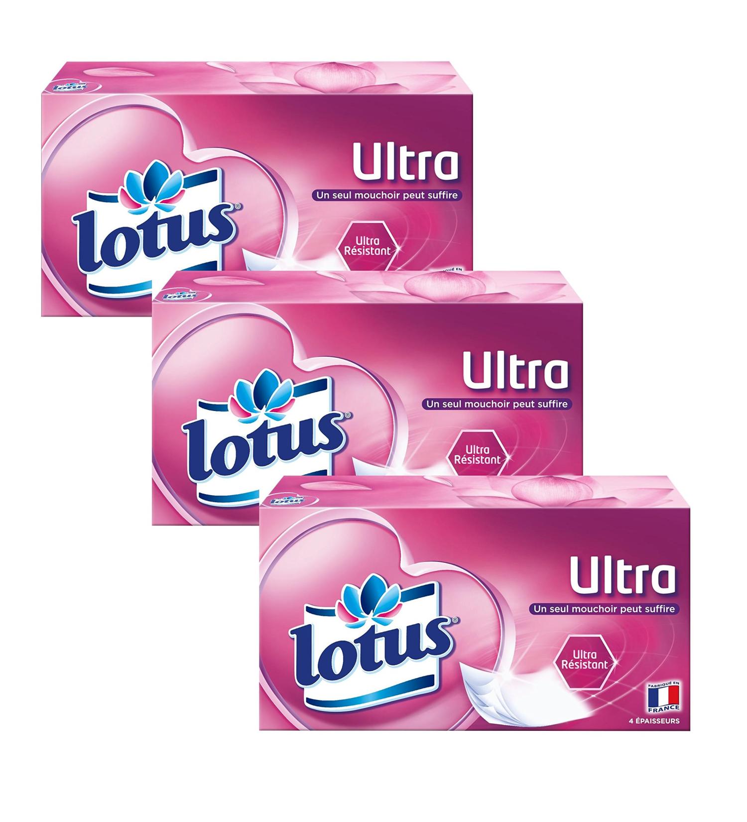 Lotus Ultra Durable 216 Tissues White in Box (3 Boxes of 72 Tissues) 4 Ply for More Comfort
