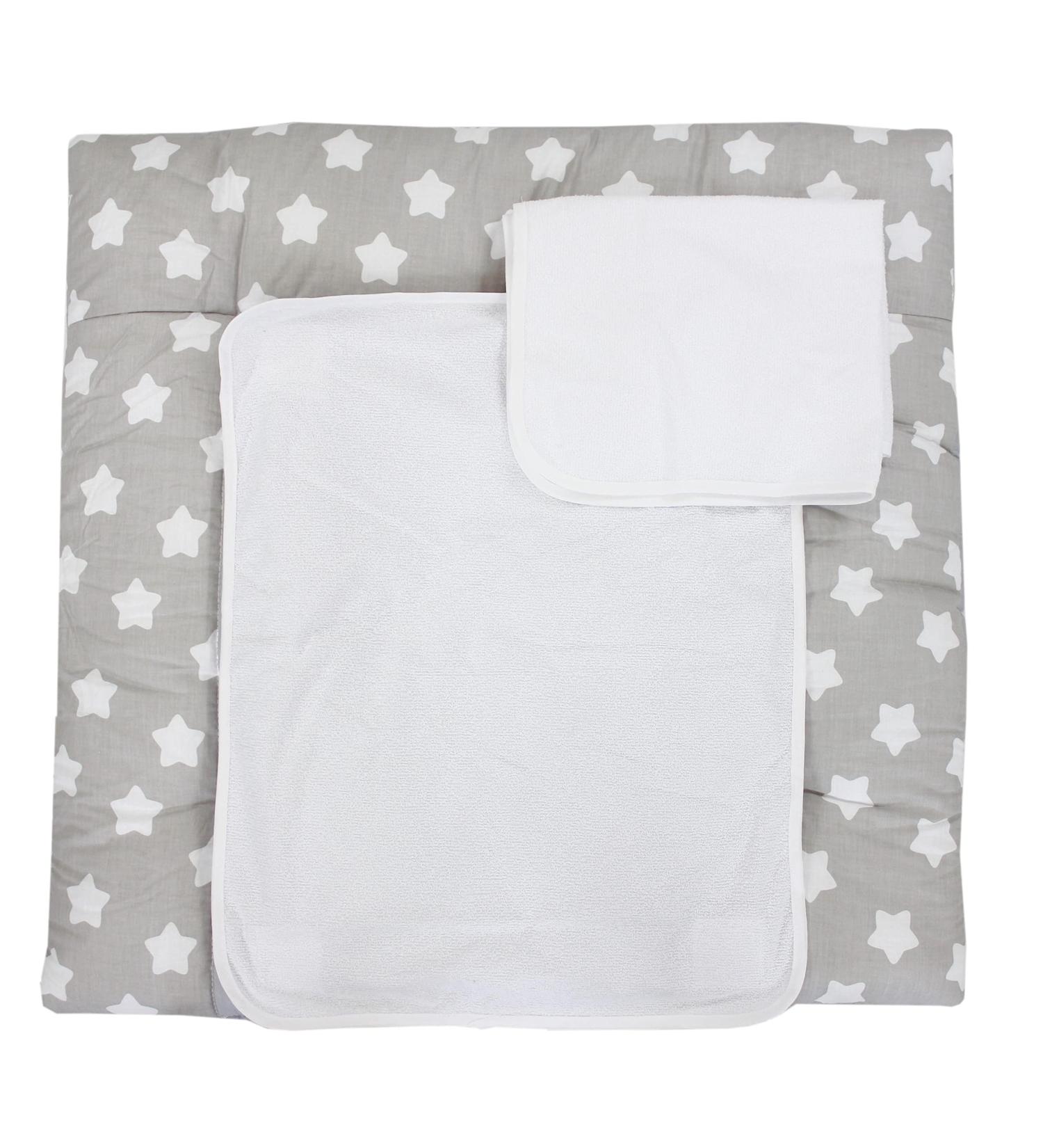 Buy Tuptam Changing Pad with 2 Terry Trains - Gray Large White Stars (75x80 cm) | International Shipping Available - Buy Online on GoSupps.com