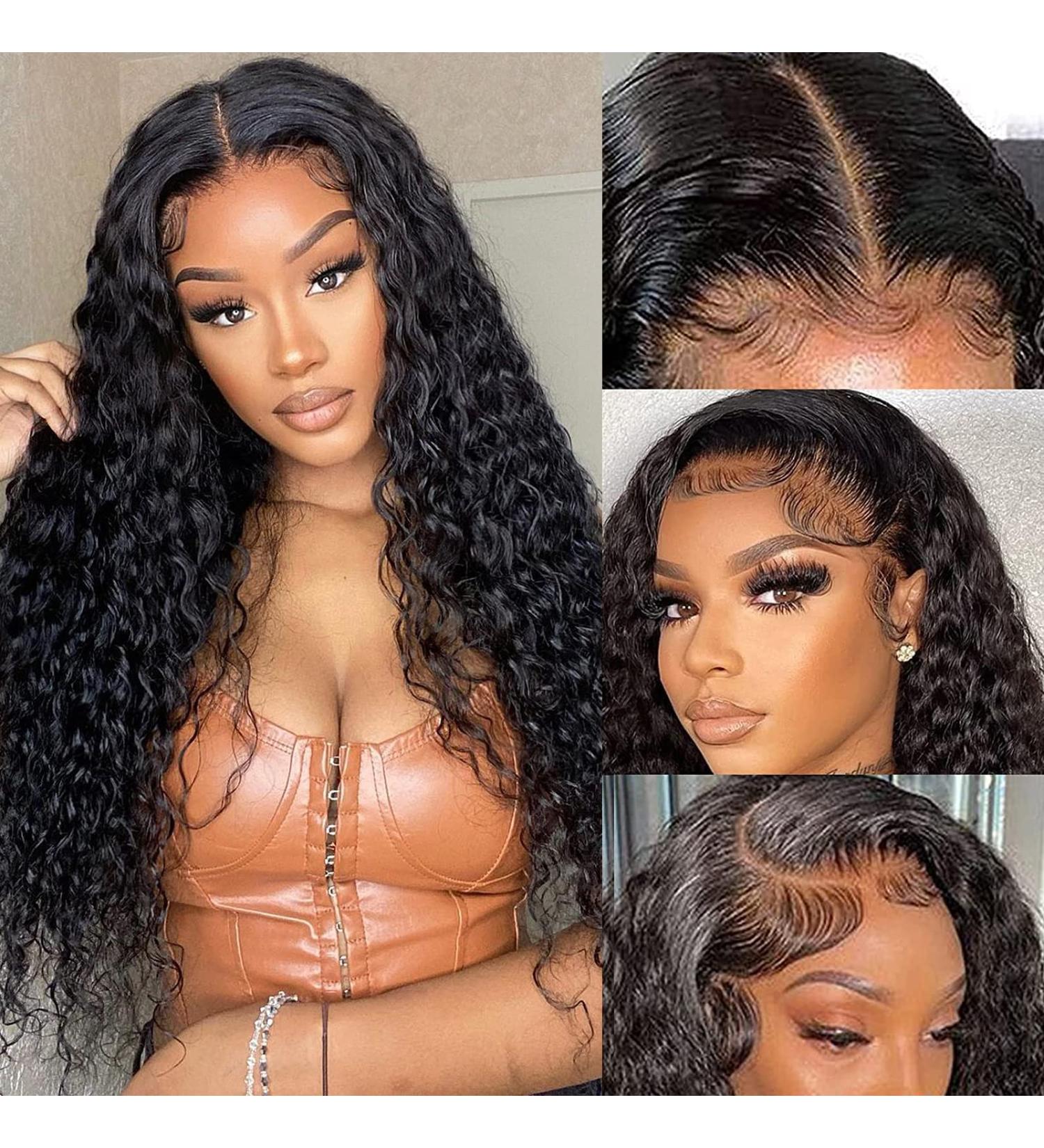 20 Water Wave Lace Front Human Hair Wig for Black Women - HD Transparent, Glueless, Pre-Plucked with Baby Hair, 180% Density, Natural Color - 20 Inch - Buy Online on GoSupps.com