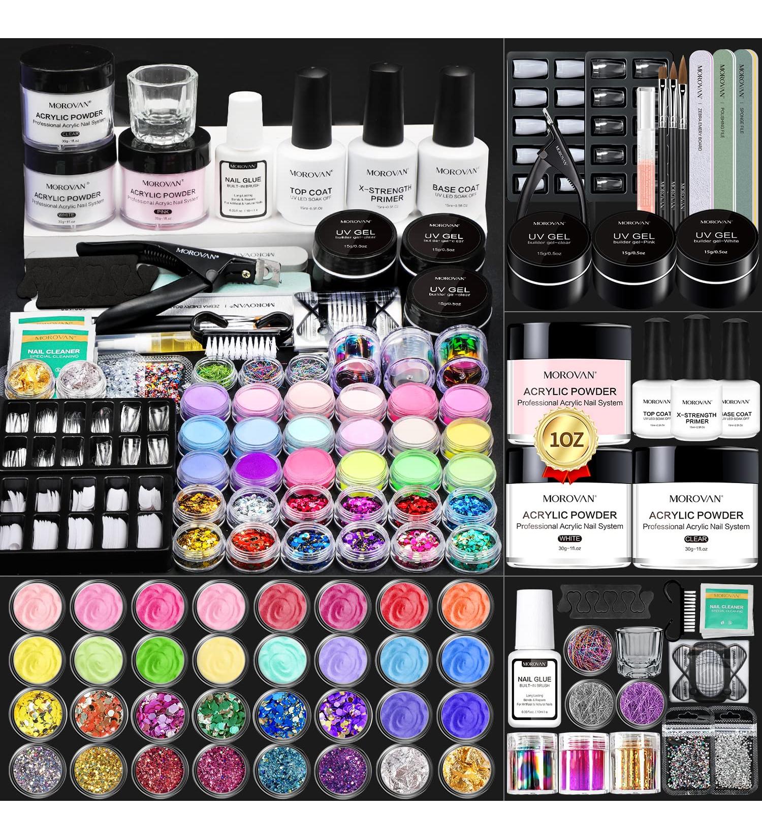 Morovan Glitter Acrylic Nail Kit - Professional Nail Extension Supplies for Beginners - Buy Online on GoSupps.com