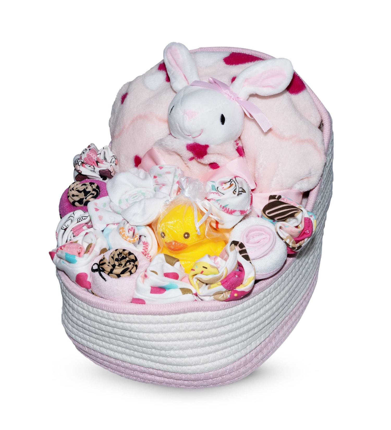 Bassinet New Baby Girl Gift Set  Baby Layette Set with 17-Piece Unique New Baby Essentials for Expecting Moms and New Parents  Pink - Nikkis Gift Baskets - Buy Online on GoSupps.com