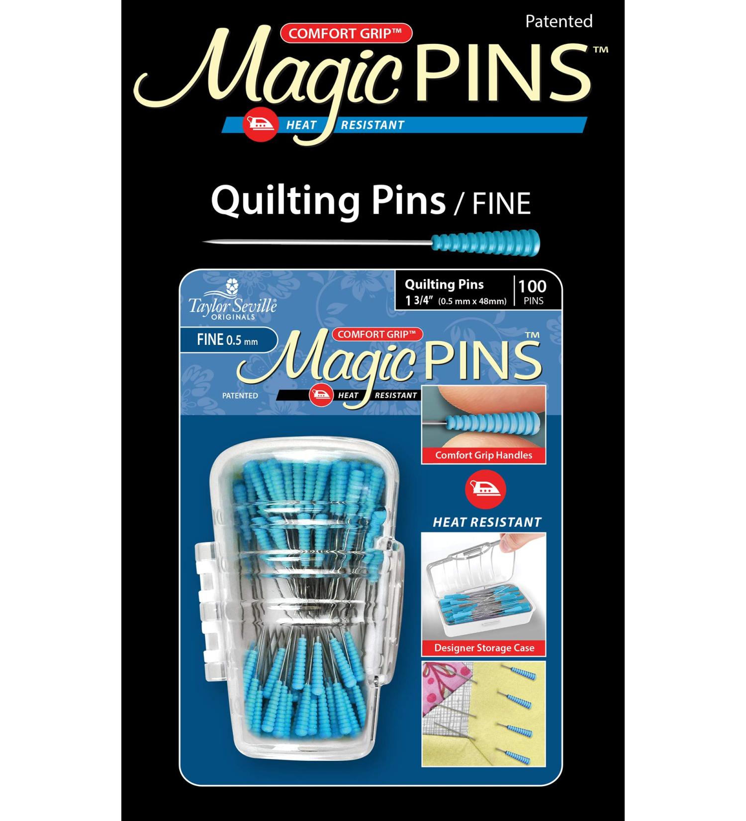 Taylor Seville Originals Comfort Grip Quilting Fine Magic Pins - 100 Count | Sewing and Quilting Supplies - Buy Online on GoSupps.com