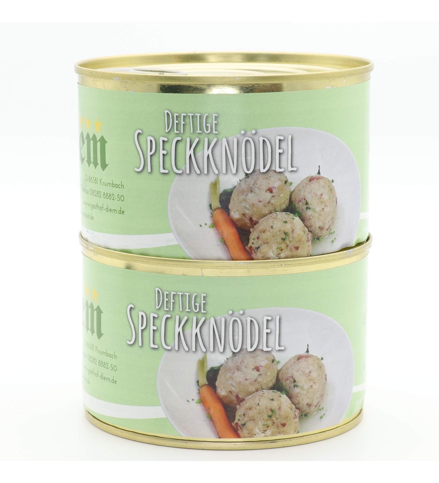 2x Canned Bacon Dumplings - Hearty Side Dish | 270g Bread Dumplings - Long Shelf Life - Buy Online on GoSupps.com