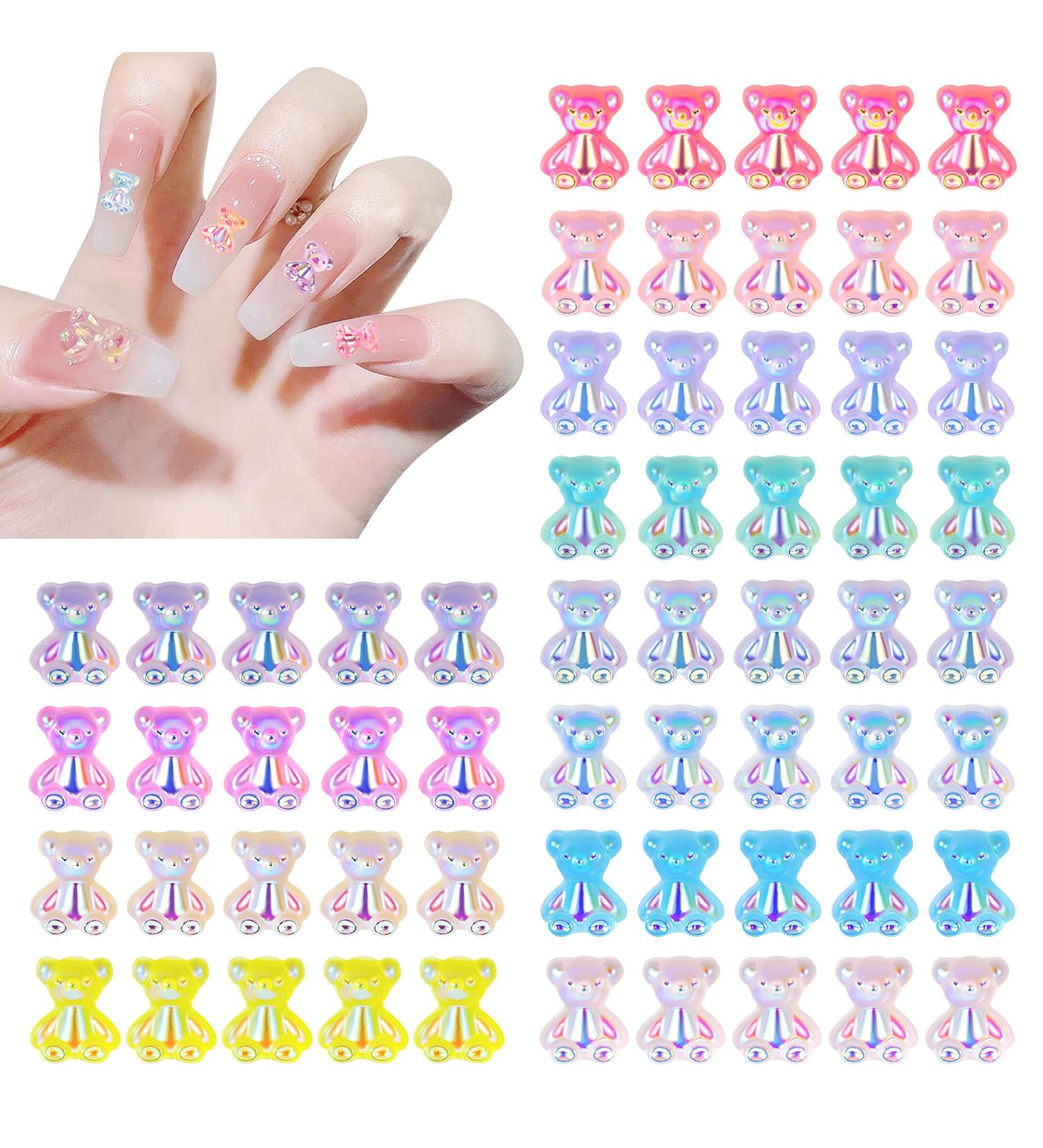 3D Bear Resin Nail Art Manicure Decorations Crystal Rhinestones Set Bears Nail Beads Accessories Ornaments for Women Girls 12 Colours 60 Pieces - Buy Online on GoSupps.com