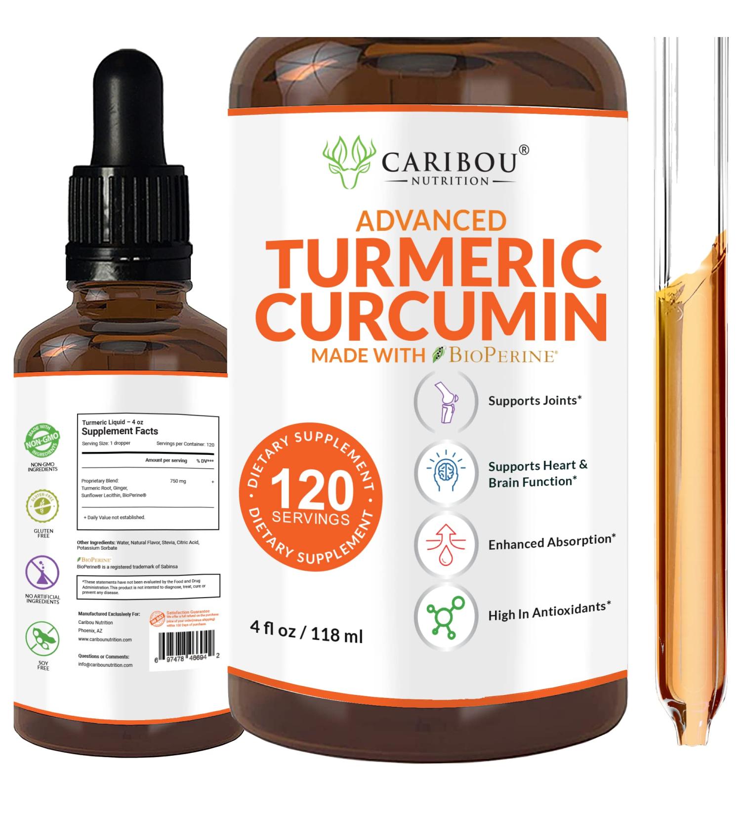 Turmeric Curcumin with Bioperine for Joint Support - Enhanced Absorption - 2 Month Supply - 4oz - Buy Online on GoSupps.com