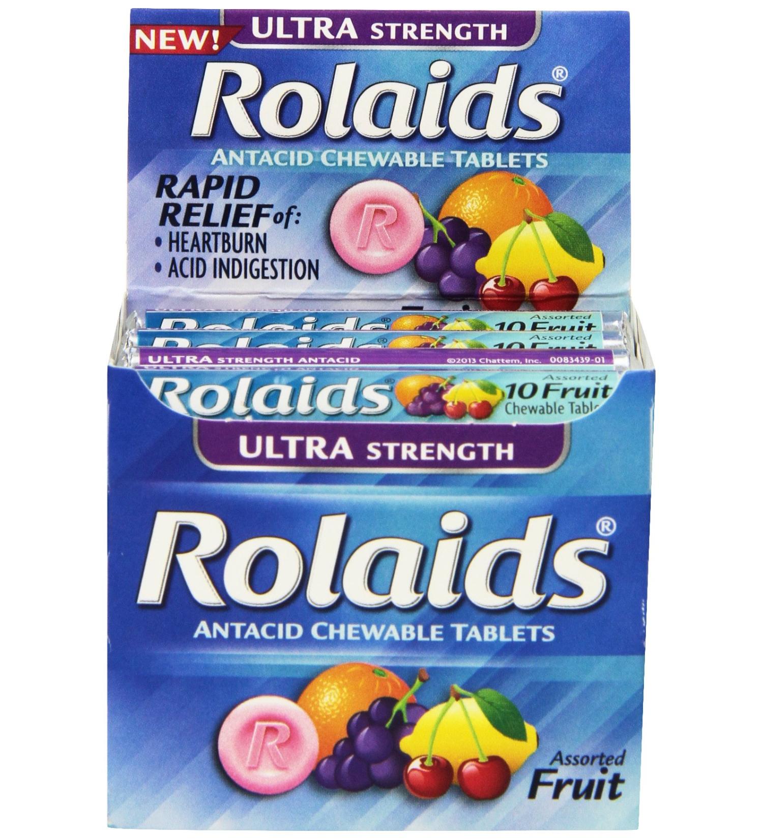 Rolaids Ultra Strength Fruit Tablets 10 Count x 12 Pack - Fast Heartburn Relief - Buy Online on GoSupps.com
