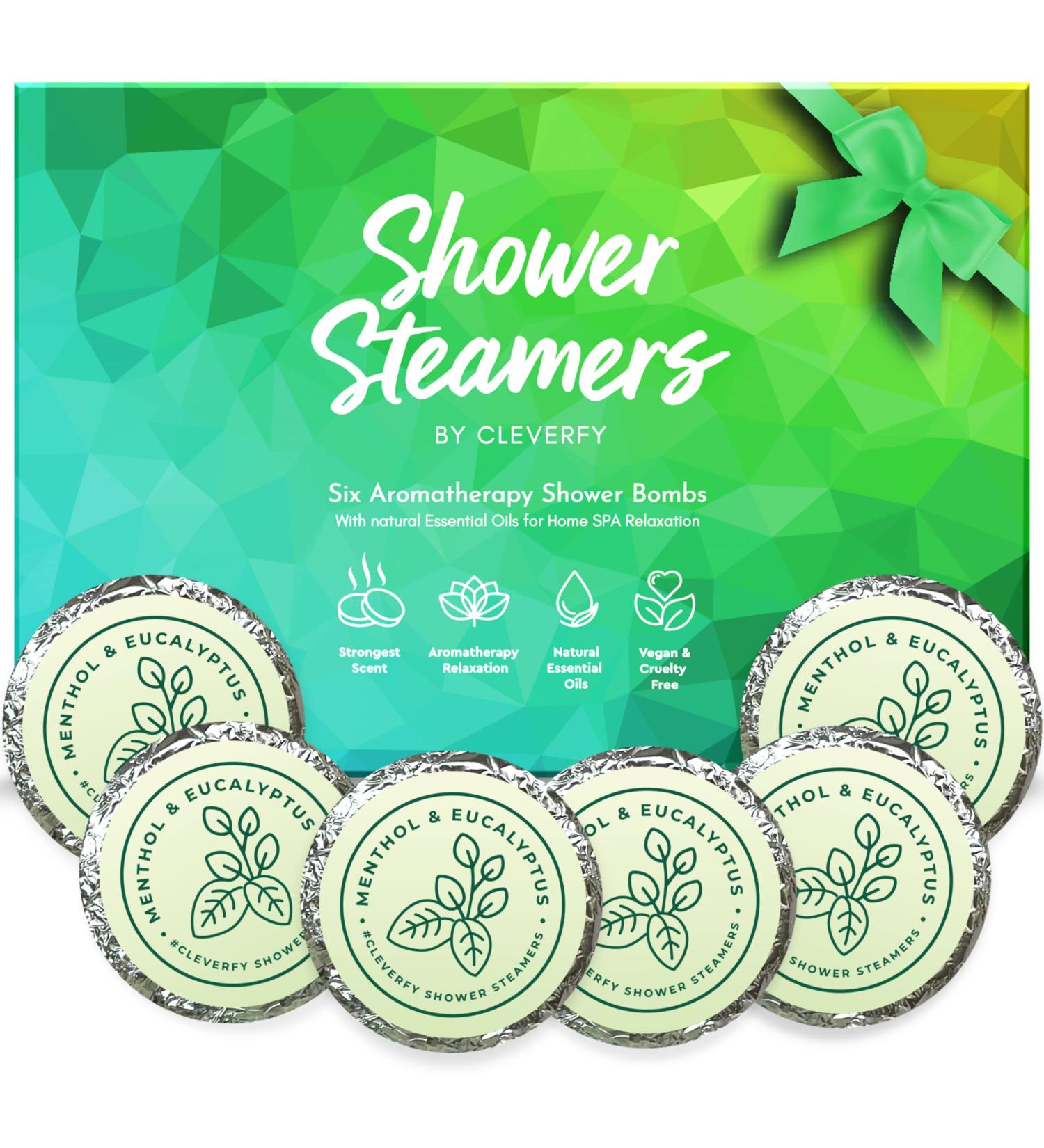 Cleverfy Shower Steamers Aromatherapy - 6 Menthol & Eucalyptus Shower Bombs for Relaxation & Congestion Relief - Mother's Day Gifts - Green Set - Buy Online on GoSupps.com