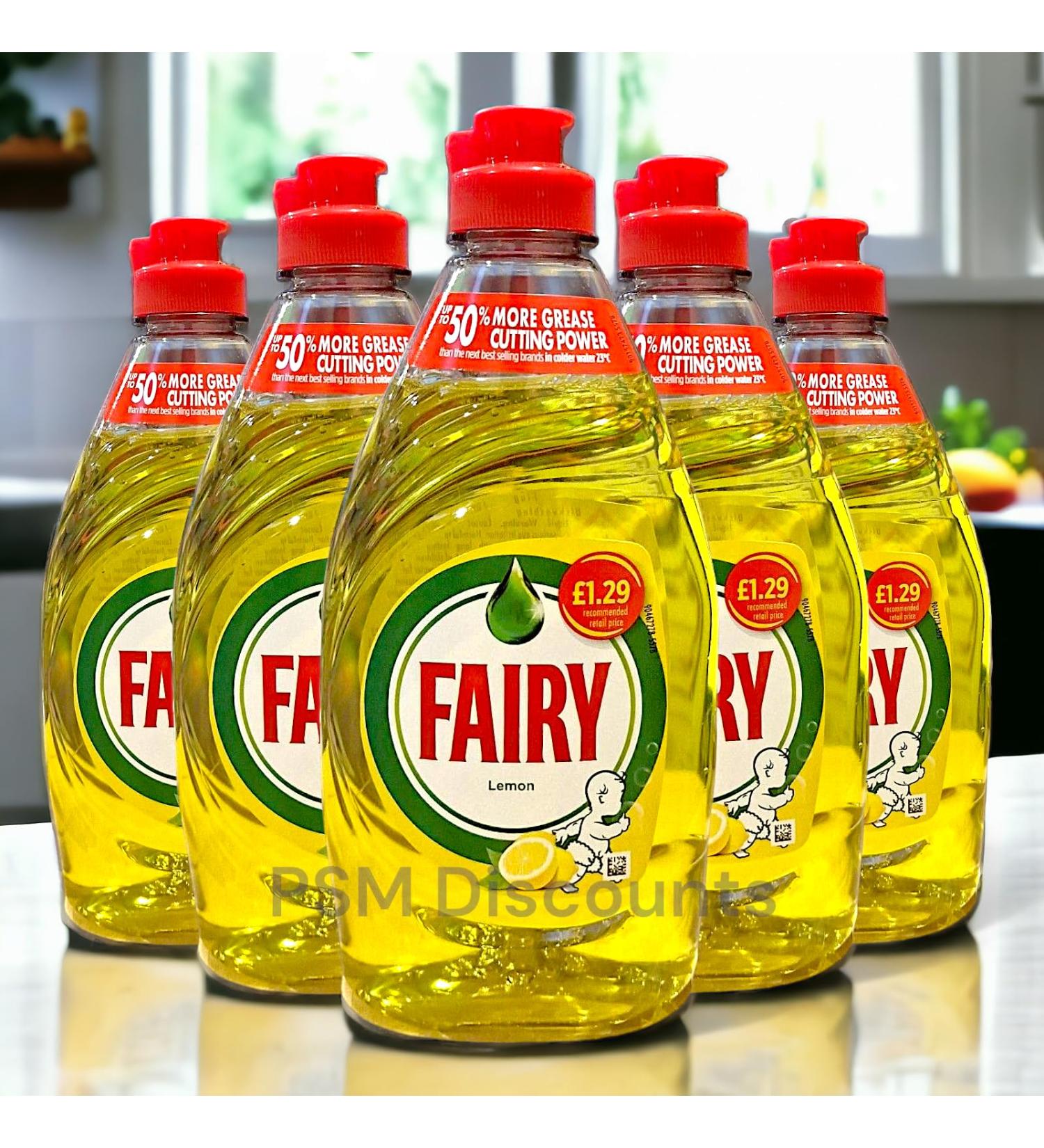 Fairy Washing Up Liquid Lemon - 5 x 320ml bottles - Buy Online on GoSupps.com