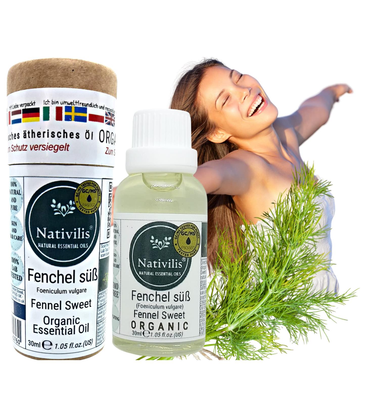 Buy Nativilis Bio-Etheric Oil - Sweet Fennel Foeniculum - Powerful Anti-Aging & Inflammation Relief - Natural Antioxidants & Menopause Support - Buy Online on GoSupps.com