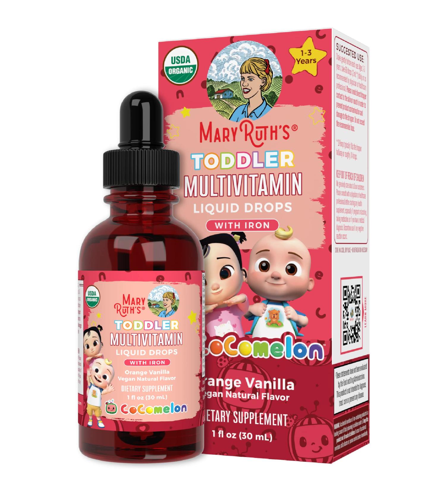 Cocomelon Toddler Multi by MaryRuth's | USDA Organic | Sugar Free | Immune Support | Vegan | Non-GMO | 1 Fl Oz - Buy Online on GoSupps.com