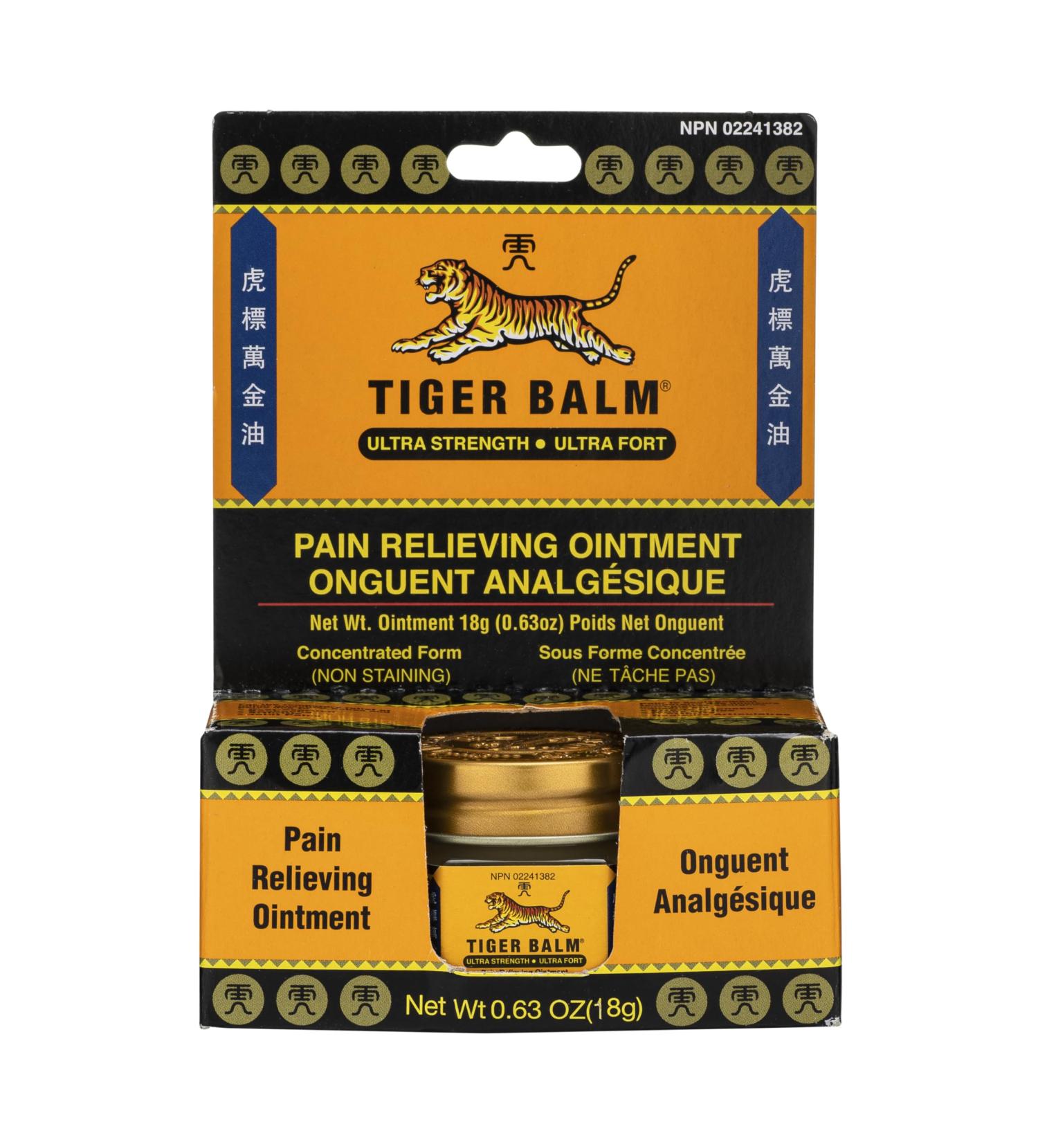 Tiger Balm Ultra Strength Pain Relieving Ointment 18g Superior Relief for Joint and Muscle Strains - Non-staining - Tiger Balm's Strongest Concentration for Joint and Muscle Pain - Buy Online on GoSupps.com