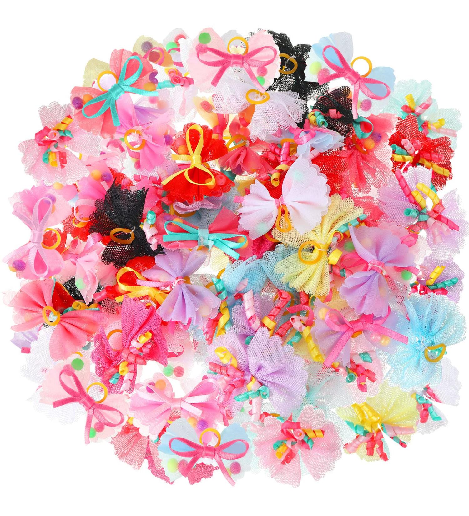 Chumia 100 Pcs Dog Hair Bows for Small Dogs - Cute Hair Accessories for Puppy Grooming - Pet Bowknot for Girl Cat Poodle Shih Tzu - Large & Small Dogs - Buy Online on GoSupps.com
