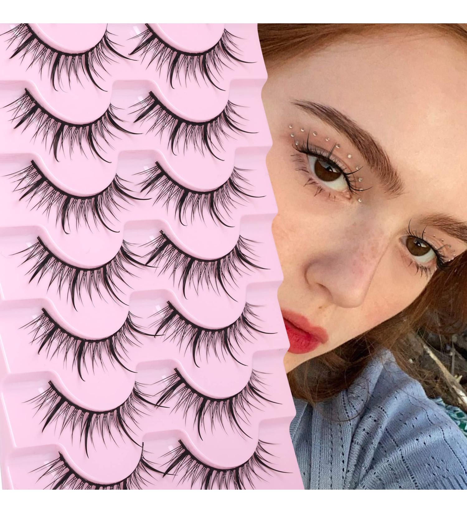 Manga Lashes 13MM - Natural Japanese Anime Spiky False Eyelashes - 8 Pairs Pack by PHKERATA Style H - Buy Online on GoSupps.com