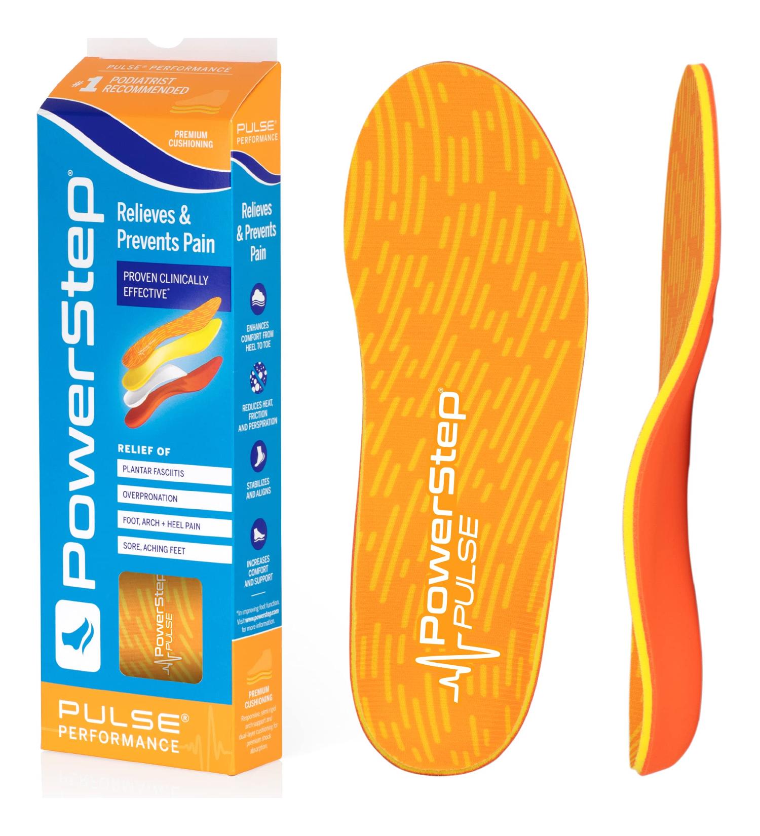 Powerstep Pulse Performance Insoles for Men & Women | Plantar Fasciitis & Neutral Foot Support | Men's 11-11.5 | Sunset Chevron - Buy Online on GoSupps.com