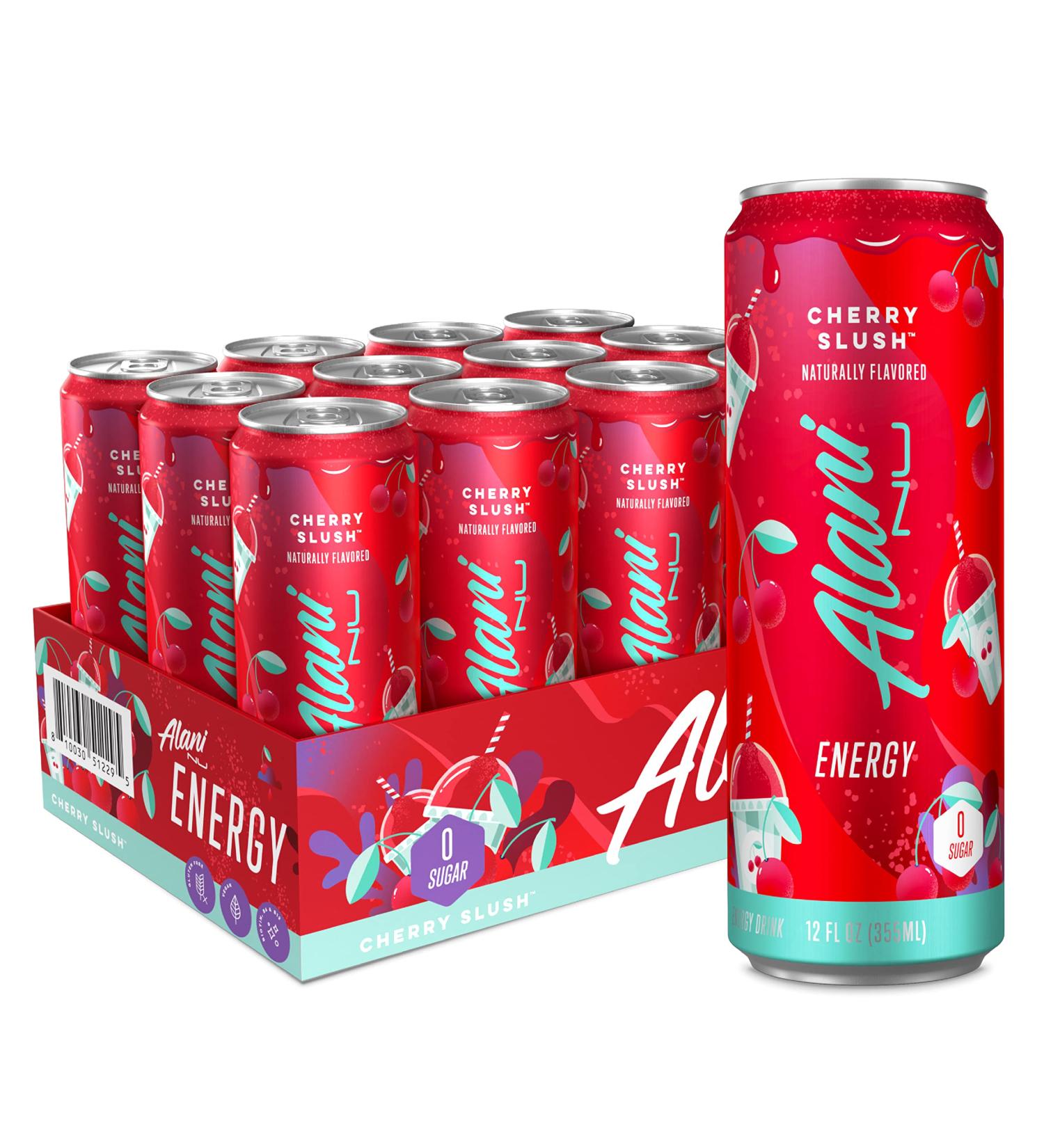 Alani Nu Cherry Slush Sugar-Free Energy Drink 12 oz Cans (Pack of 12) - Pre-Workout Performance - Buy Online on GoSupps.com