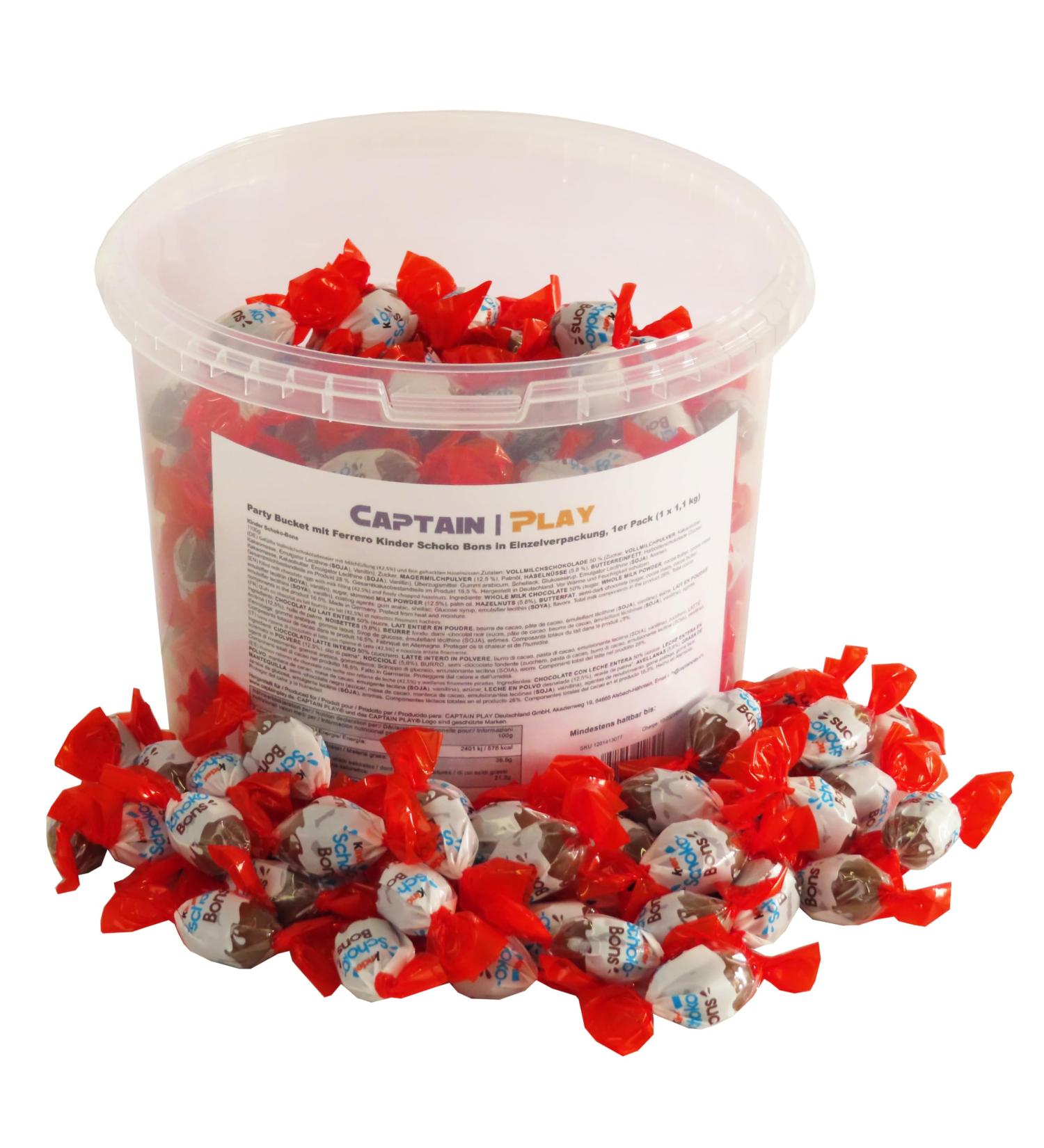 Delicious Party Bucket with Ferrero Kinder Chocolate Bons - 1.1 kg | Individually Packed Treats for Celebrations - Buy Online on GoSupps.com