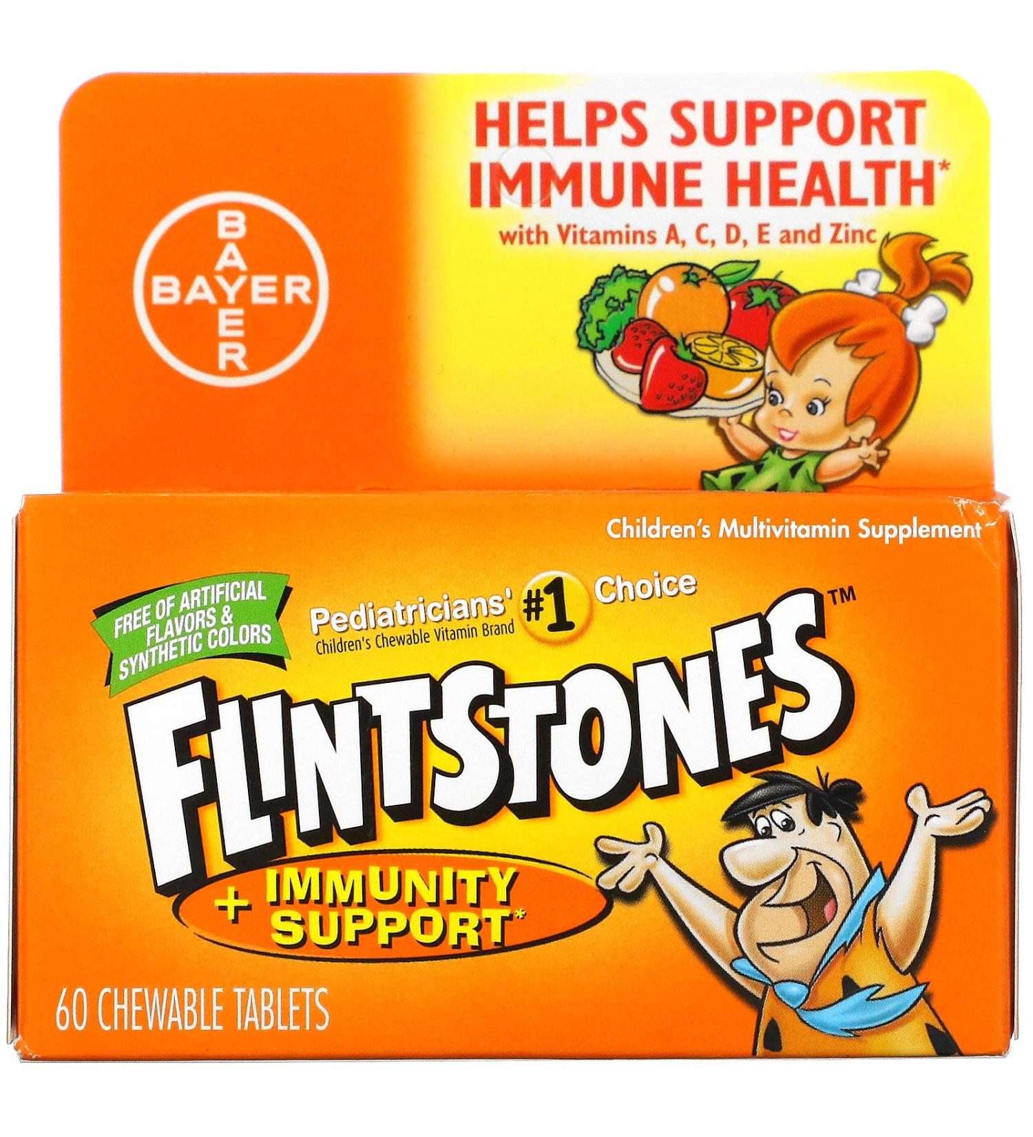Flintstones Multivitamin + Immunity Support Chewables - Fruit Flavor - 60 ct 1 Count (Pack of 60)