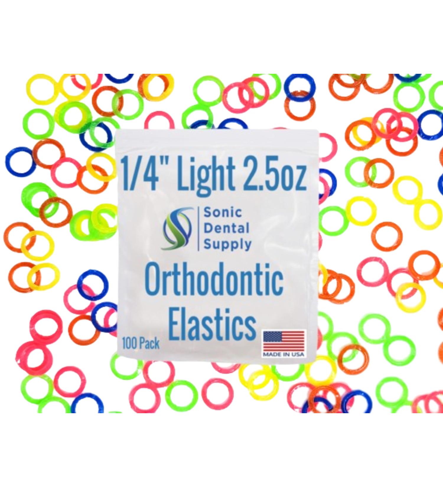 1/4 Inch Orthodontic Elastic Rubber Bands - 100 Pack | Neon Color Latex Free - Ideal for Braces Dreadlocks Crafts | Sonic Dental Supply - Made in USA - Buy Online on GoSupps.com