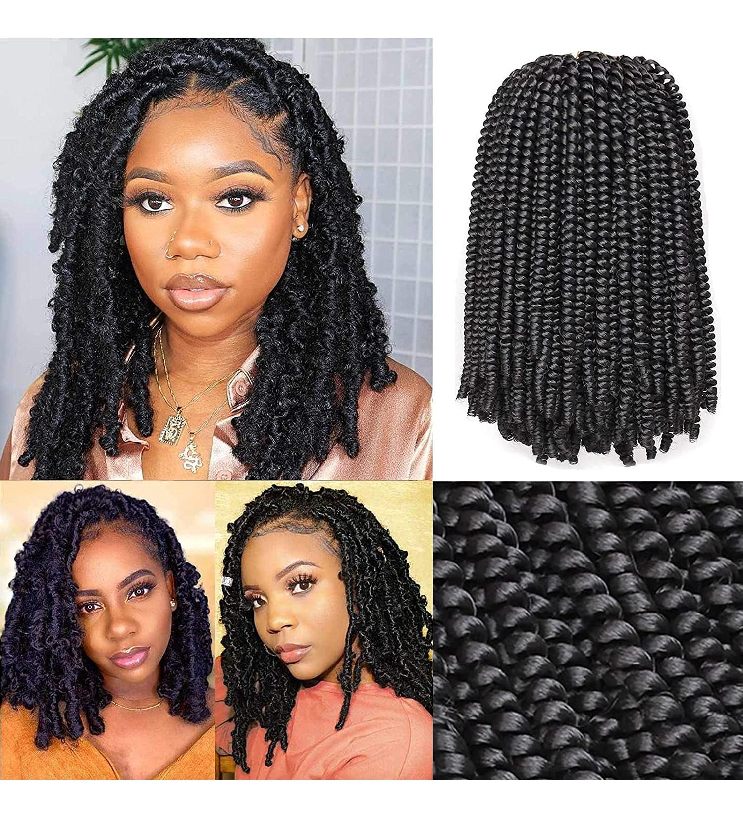 Xtrend 12 Inch 2 Pack Spring Twist Hair for Butterfly Faux Locks and Invisible Locs - Short Crochet Braids Hair Extension for Women - Synthetic Spring Curl Hair (1B) - Pack of 2 - Buy Online on GoSupps.com