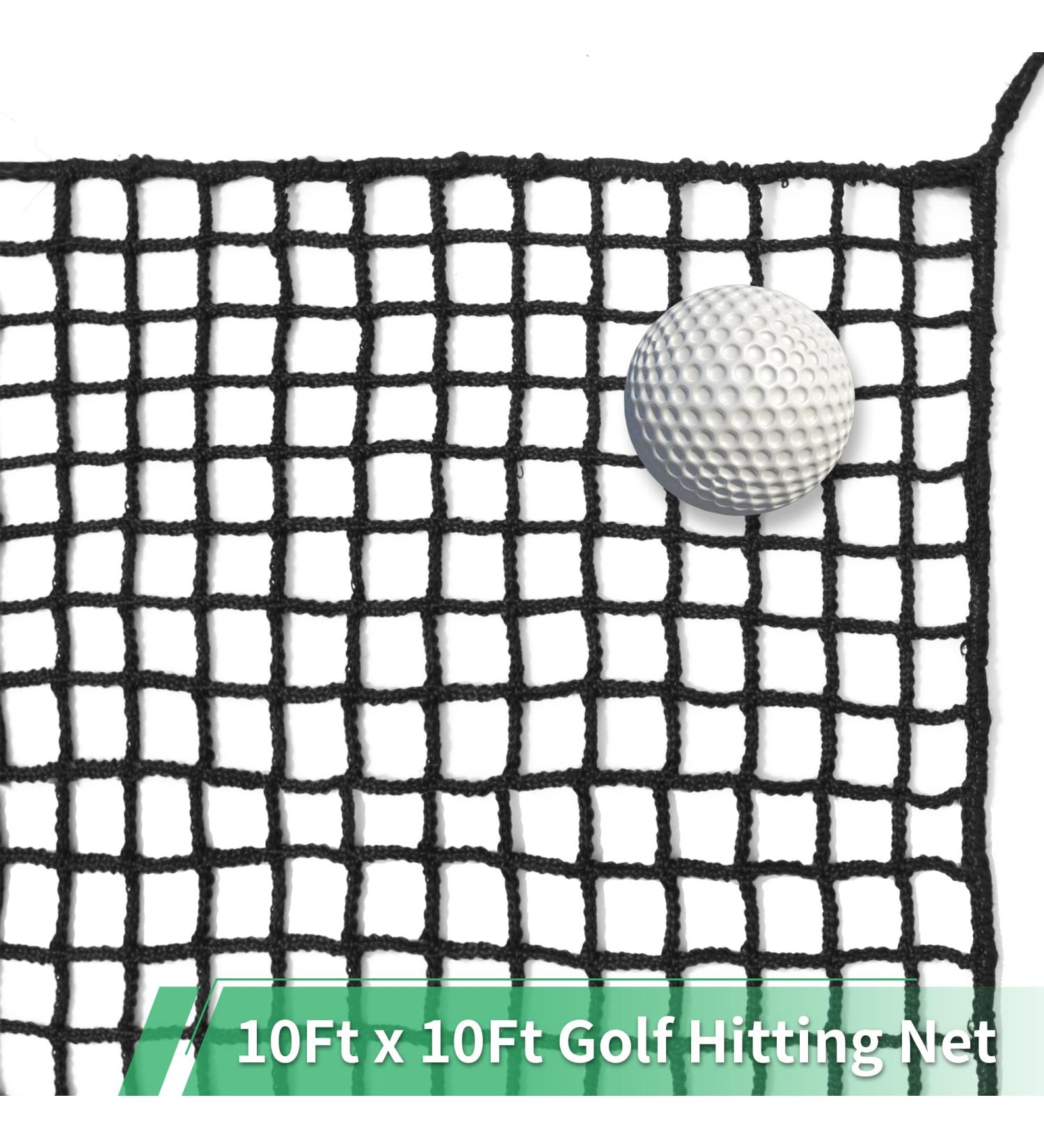 EMEKIAN Black Polyester Golf Practice Fence Net | Heavy Duty 10ft x 10ft Golf Ball Barrier Net | Portable Indoor/Outdoor Seine Net for Backyard | Adjustable Golf Batting Net - Buy Online on GoSupps.com