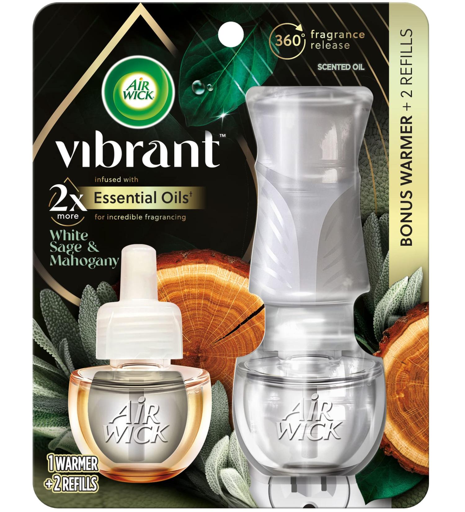 Air Wick Plug-in Scented Oil Starter Kit - White Sage & Mahogany - Essential Oils Air Freshener with 2 Refills - Buy Online on GoSupps.com