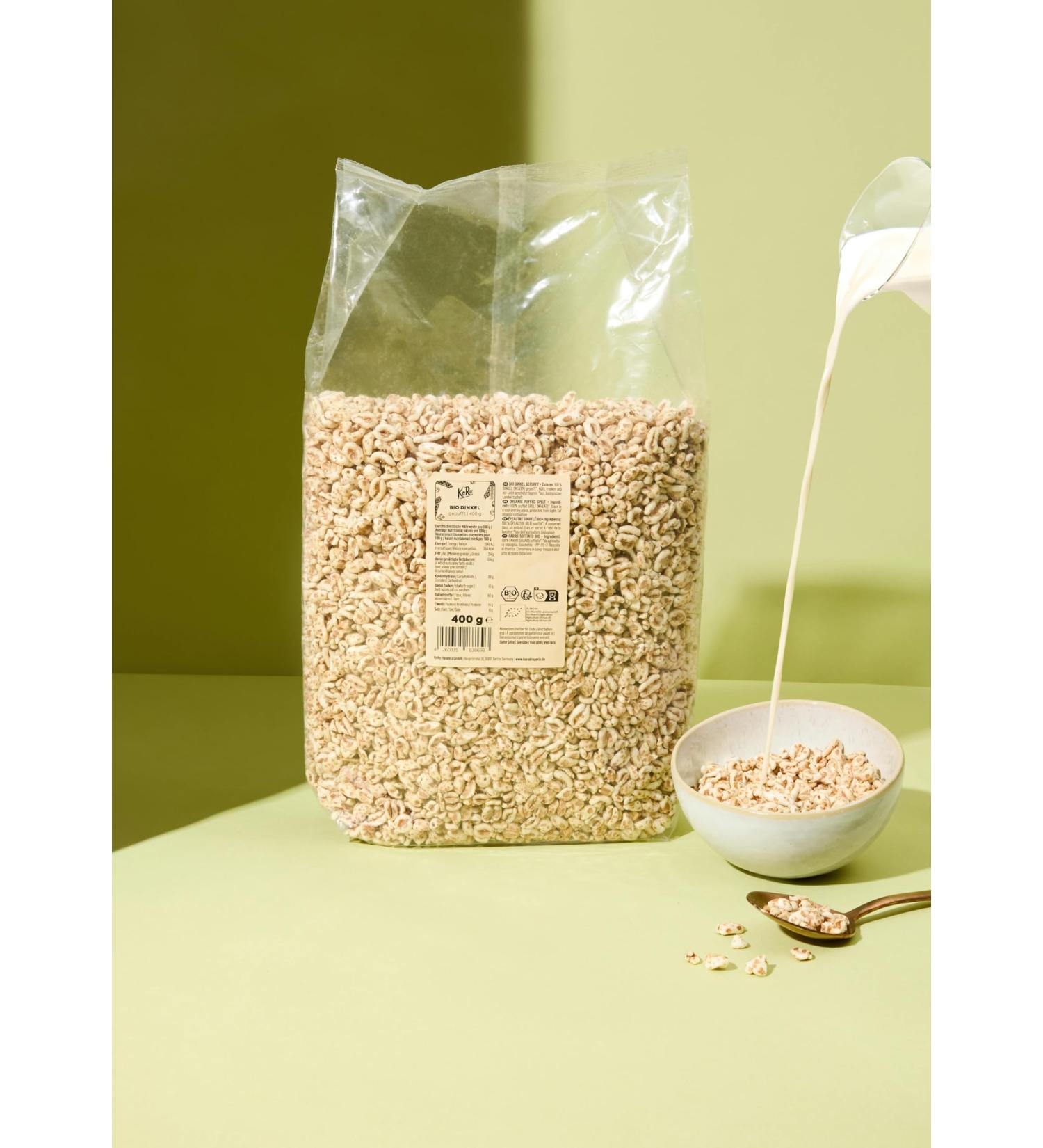 KoRo - Organic puffed spelt 400 g - Muesli unsweetened in an economical package from 100% organic farming - Buy Online on GoSupps.com