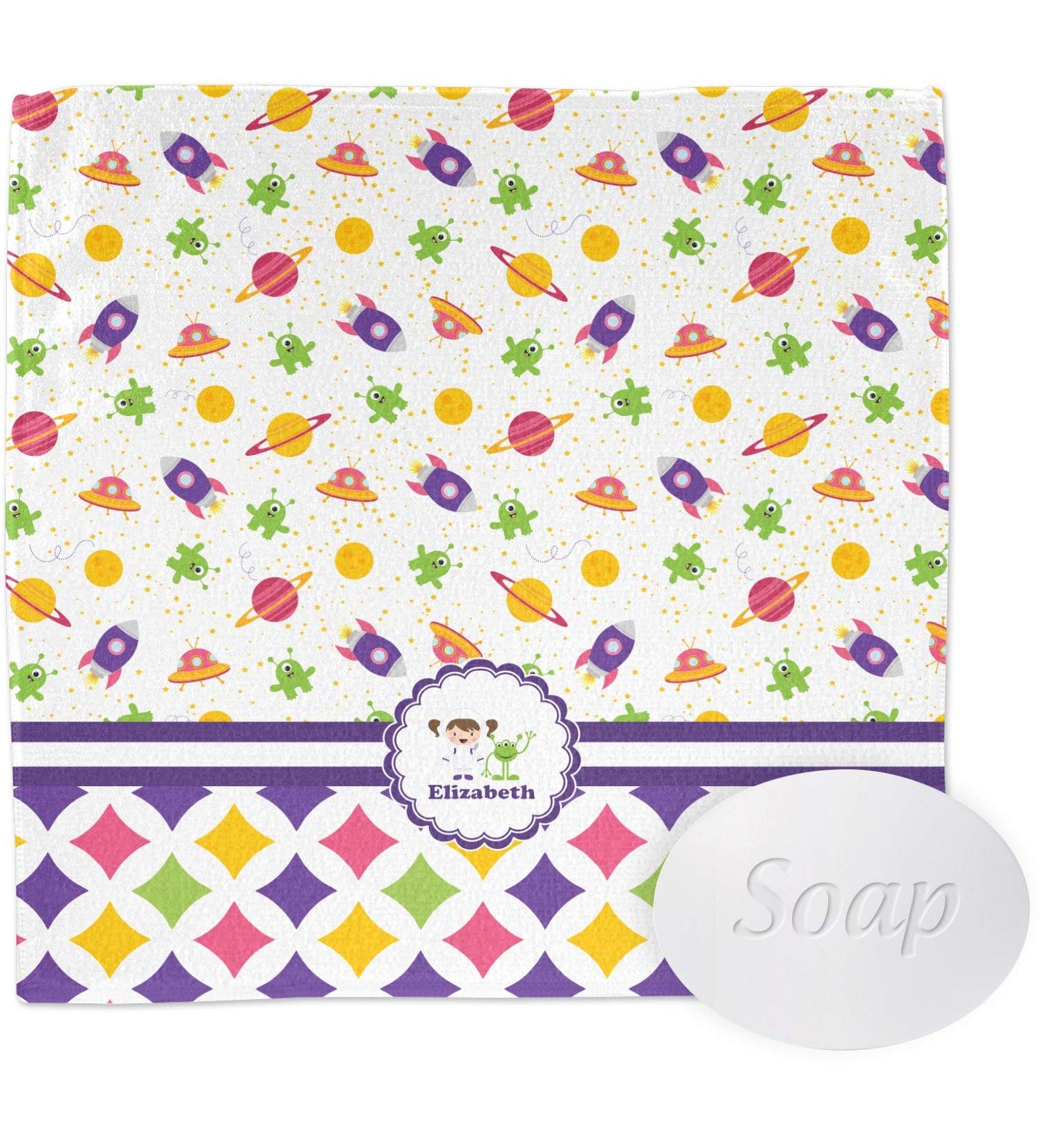 Personalized Girl's Space & Geometric Print Washcloth | YouCustomizeIt - Unique Custom Gifts - Buy Online on GoSupps.com