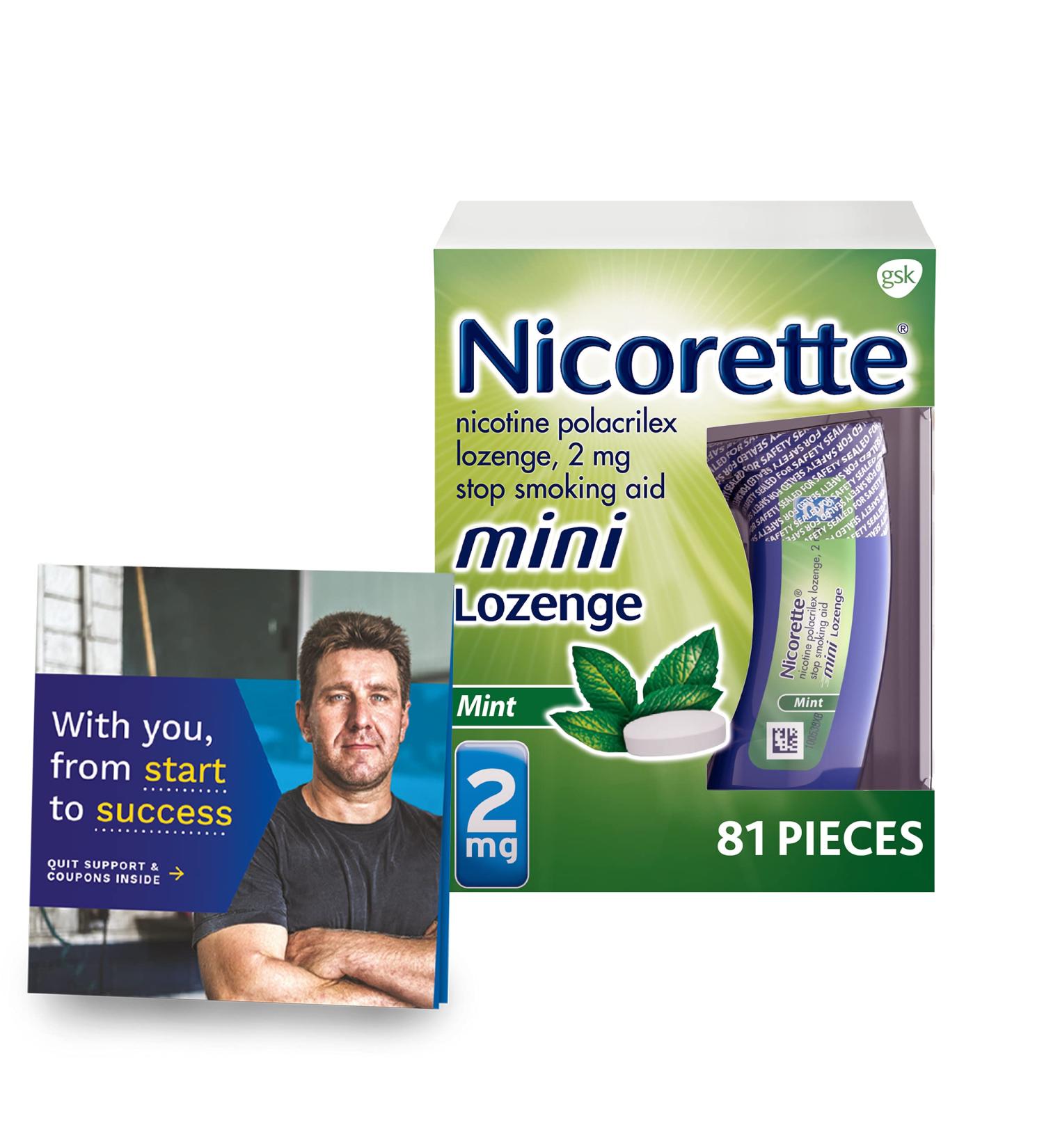 Nicorette 2mg Mint Mini Nicotine Lozenges - Stop Smoking Aid (81 Count) - Buy Online on GoSupps.com