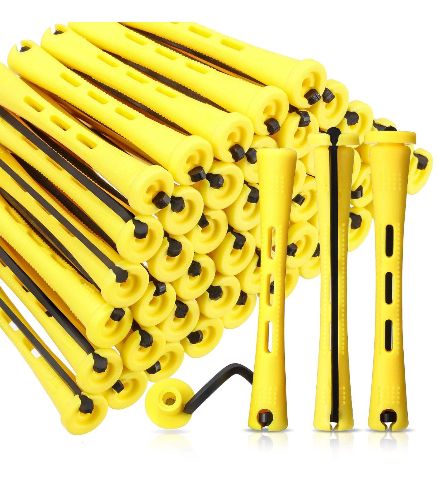 60 Yellow Permanent Hair Rods - Non-Slip Plastic Cold Wave Rollers with Rubber Tape (0.28 inches) - 1 Pack - Buy Online on GoSupps.com