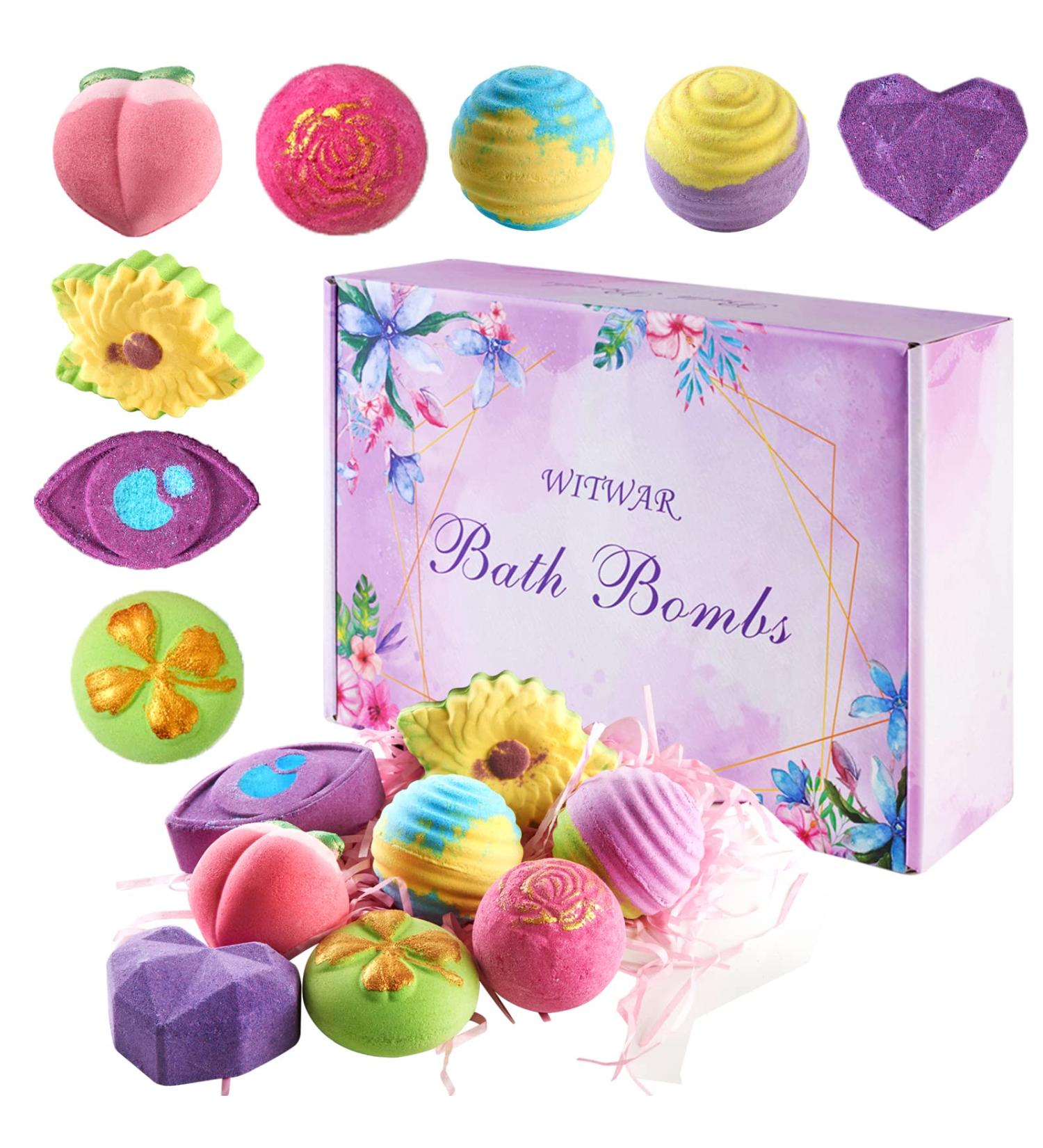 Natural Organic Bath Bombs Gift Set for Women - 8 Handmade Fizzy Bubble Bath Balls, Perfect Mothers Day or Birthday Gift - Multicolor - Buy Online on GoSupps.com