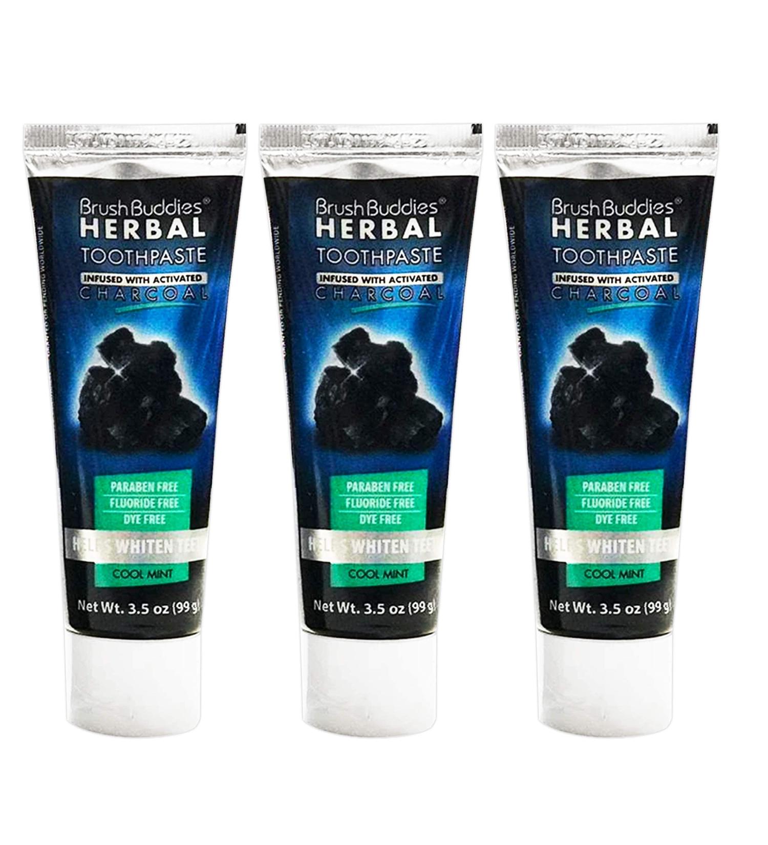Herbal Activated Charcoal Teeth Whitening Toothpaste Cool Mint Flavor 3.5oz 3 Pack