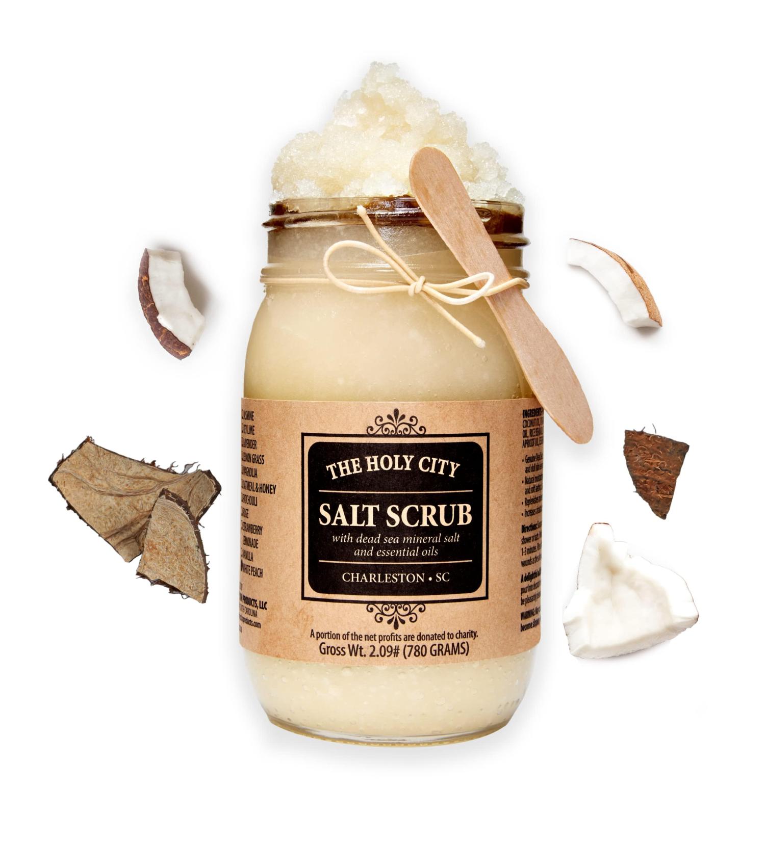 HOLY CITY SKIN PRODUCTS Exfoliating Body Scrub - Pure Dead Sea Salt Scrub for Hands and Body 16 fl oz Hydrating Moisturizing Skin Care for Body Acne Wrinkles (Coconut) - Buy Online on GoSupps.com