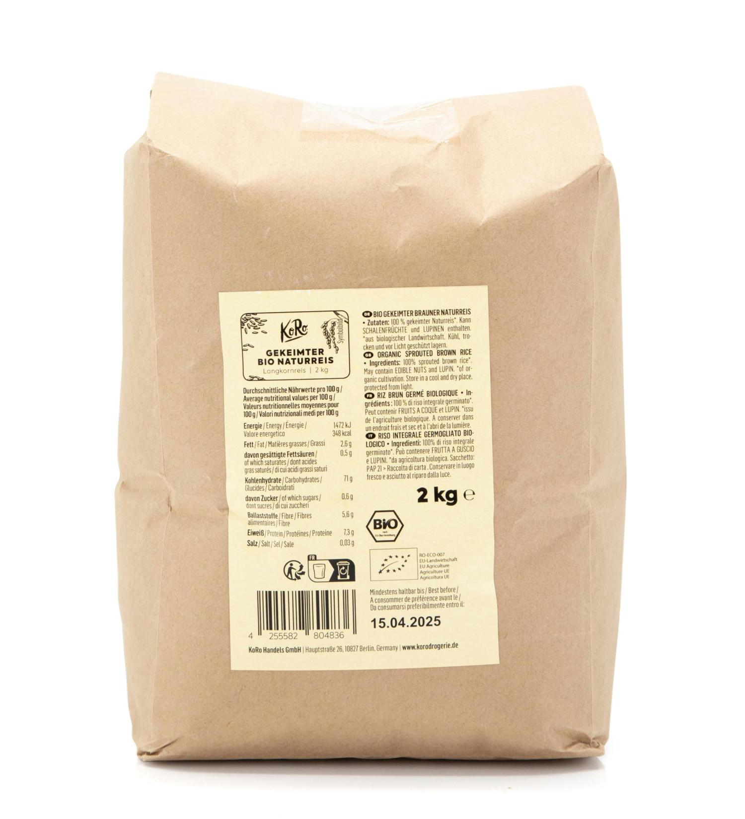 Choir KoRo Organic sprouted brown rice 2 kg - Buy Online on GoSupps.com