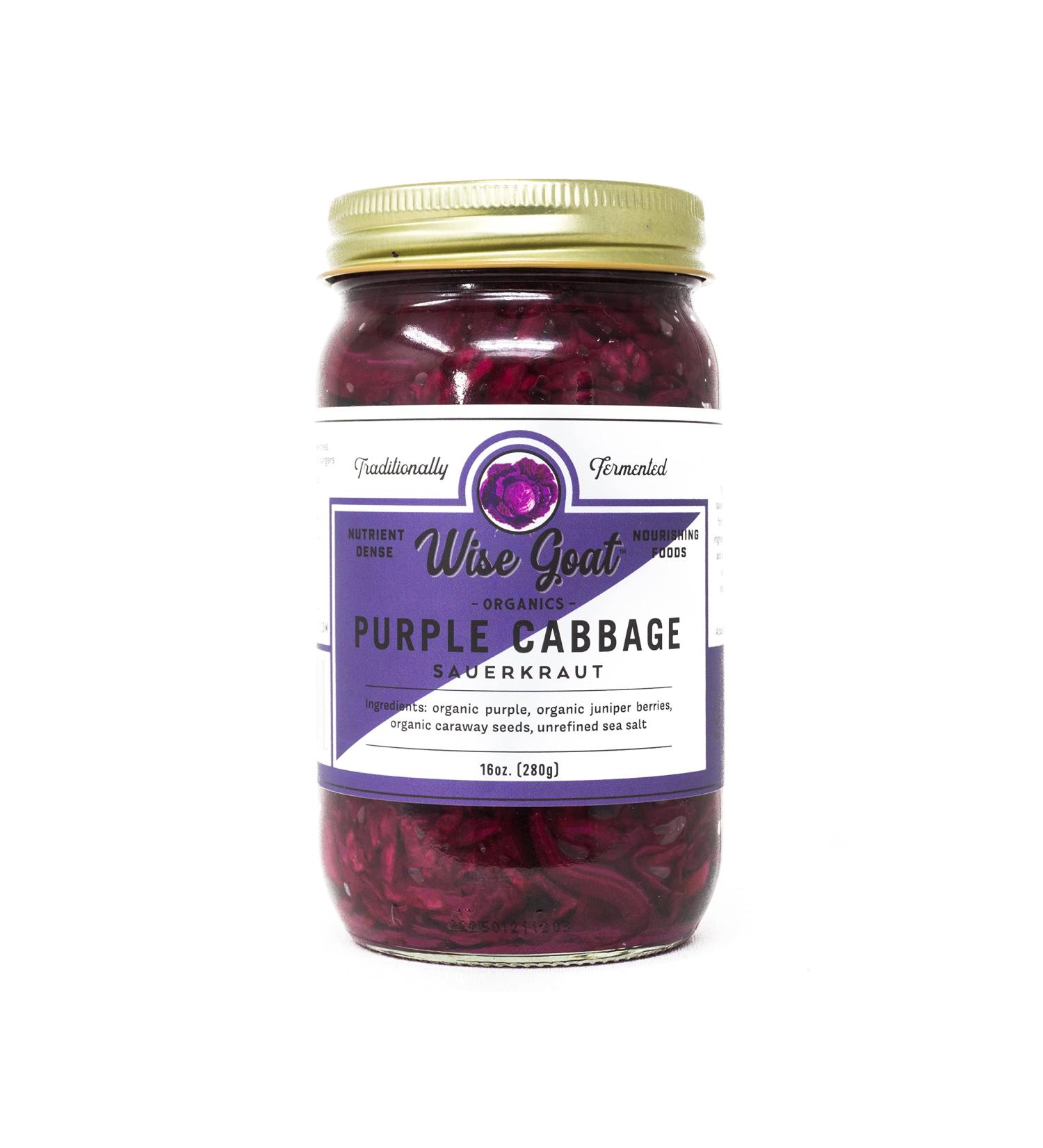 Raw Organic Sauerkraut  "Purple Cabbage" Variety  16 Oz Jar - Buy Online on GoSupps.com