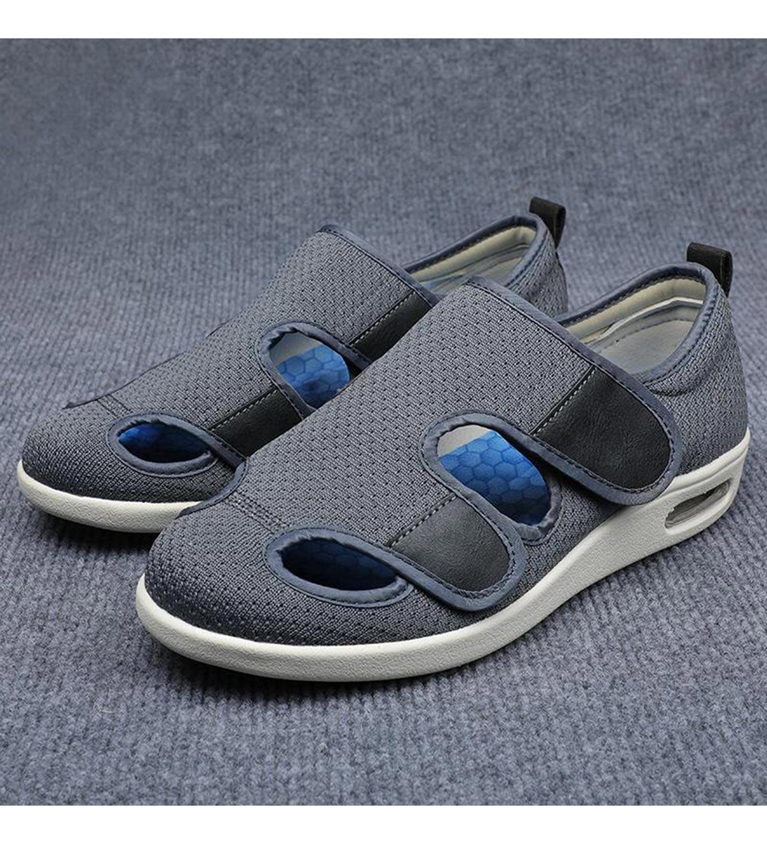 QDCZDQ Women's Diabetic Air Cushion Walking Shoes - Lightweight Adjustable Elderly Sneakers for Swollen Feet - Gris, Size 7 US - Buy Online on GoSupps.com