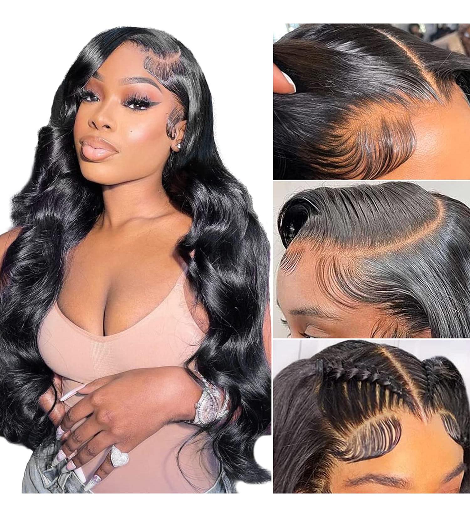 20 Inch HD Body Wave Lace Front Wig - 150% Density Brazilian Virgin Human Hair - Transparent Frontal - Pre Plucked with Baby Hair - Natural Color - Glueless for Women - Buy Online on GoSupps.com