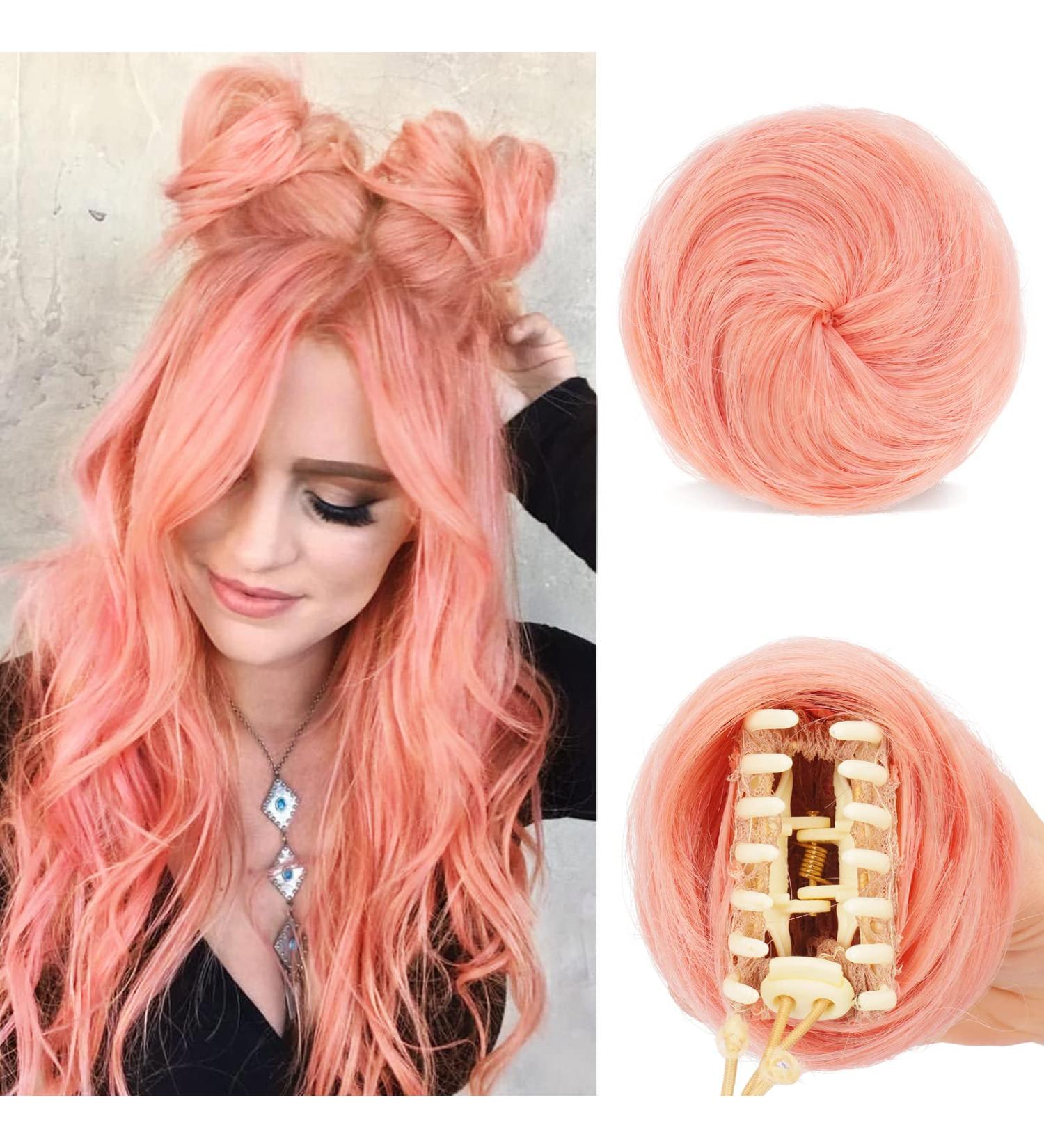 Sofeiyan 2PCS Mini Claw Clip Cat Ears Hair Bun Extension - Pink Updo Space Bun Hair Pieces for Women - Buy Online on GoSupps.com