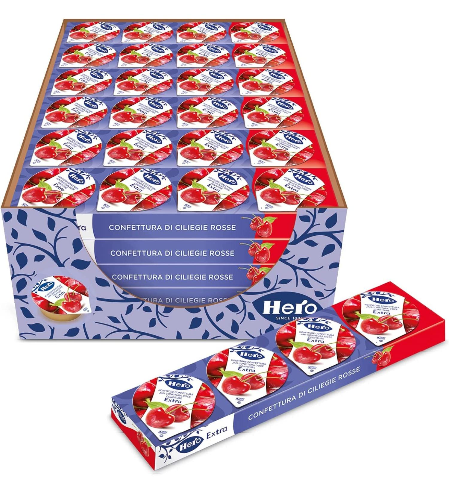Hero Poker Red Cherry Jam 30 x 100g Packs (4 Individual Boxes x 25g) Extra Jam & Jam High Quality Fruit No Preservatives & Colorings - Buy Online on GoSupps.com
