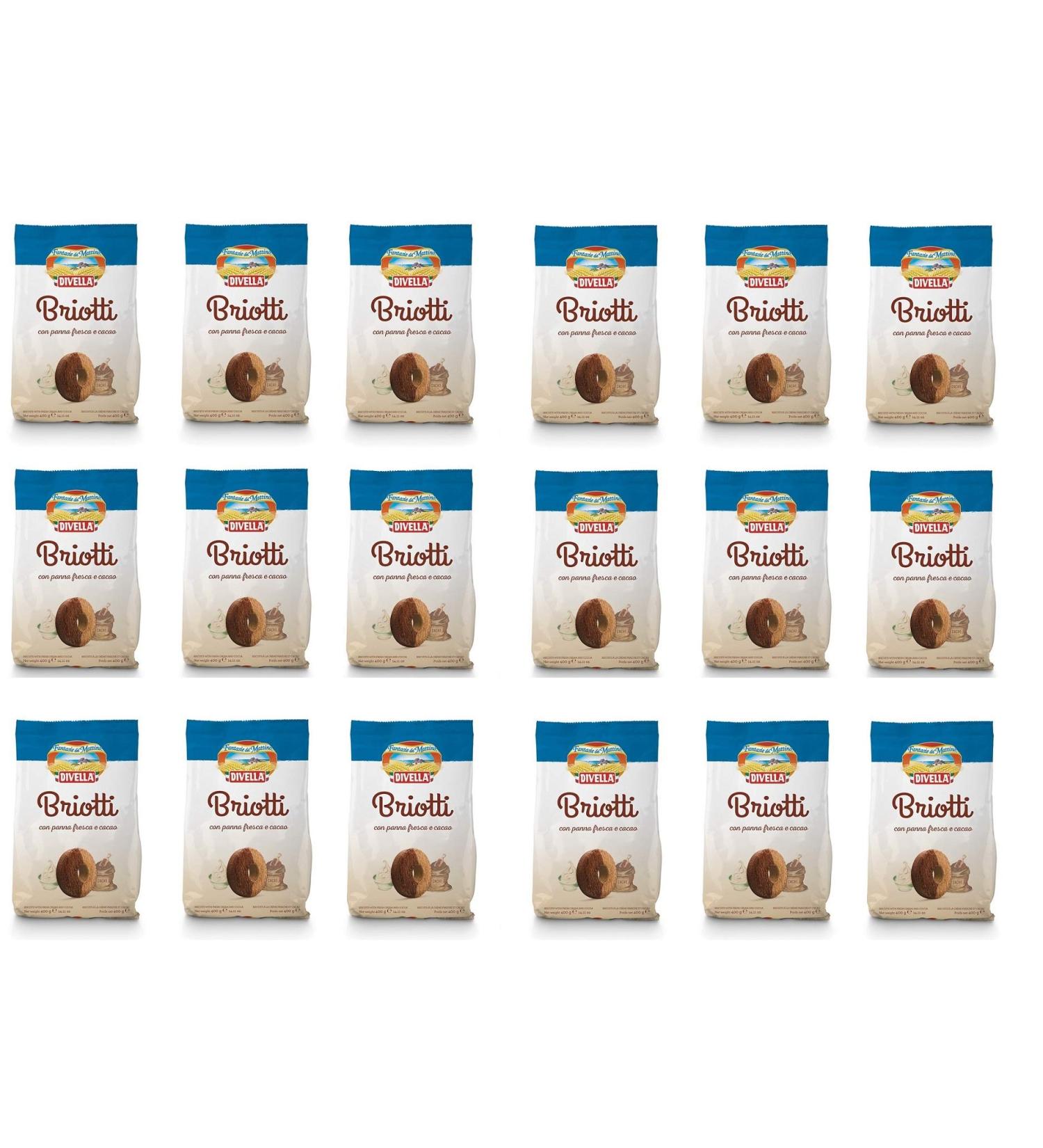 Divella Divella Briotti Fresh Cream and Cocoa Sandblasted Cookies 400 g Pack of 18