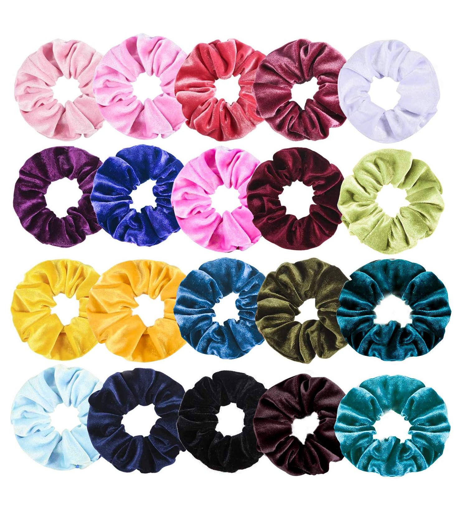 Velvet Hair Scrunchies 20 Pack - Elastic Hair Bands for Women/Girls - Hair Ties Accessories - Buy Online on GoSupps.com