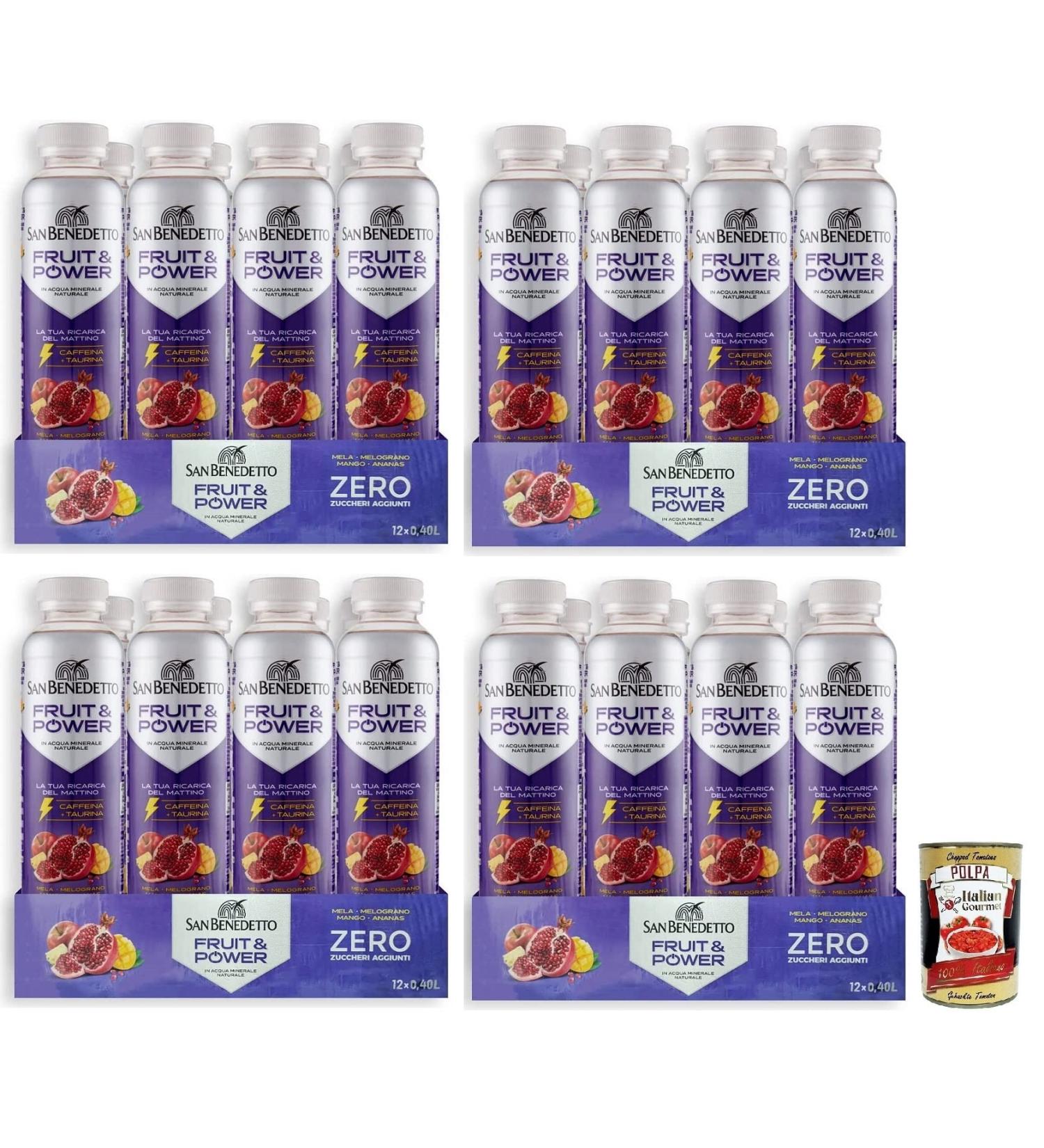  Italian Gourmet E.R. San Benedetto Fruit Power Pack of 48 energy drinks with apple pomegranate mango and pineapple flavor 40 cl disposable PET bottle + Italian Gourmet Polpa di Pomodoro 400 g box - Buy Online on GoSupps.com