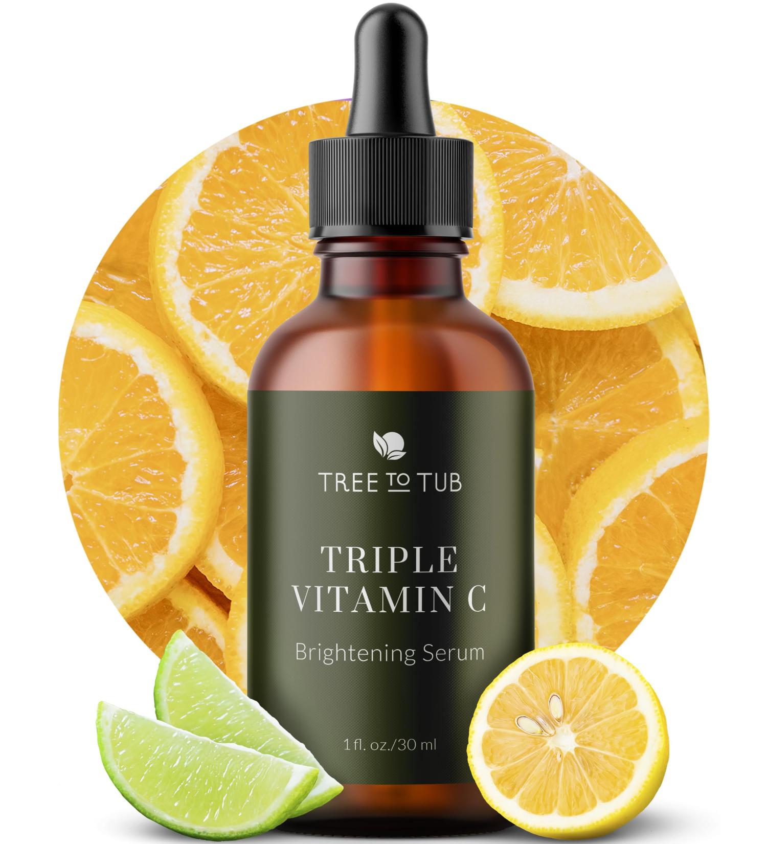 Tree To Tub Vitamin C Serum - Triple Hydrating Formula with Hyaluronic Acid - Anti-Aging & Glow - Best for Dry Sensitive Skin - International Shipping - Buy Online on GoSupps.com