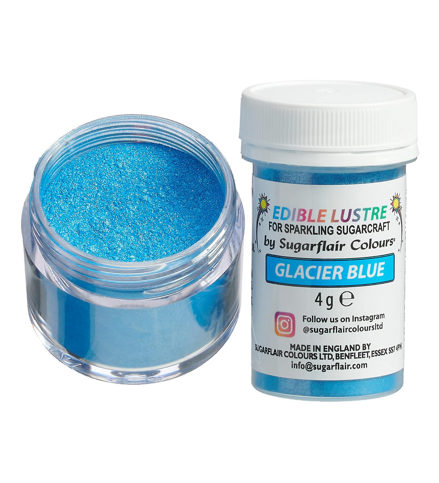 Sugarflair Glacier Blue Edible Lustre Dust Add a Lustrous Shine to Cakes or Decorations. Brush On or Add Rejuvenator to Create Eye-Catching Edible Paint Gives Shine to Your Bakes - 4g