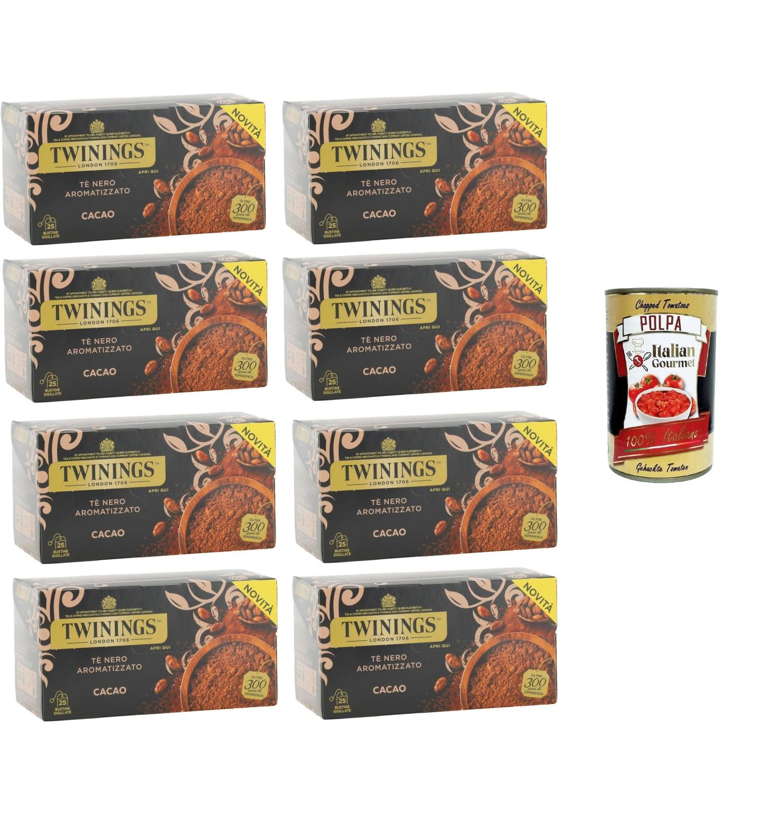  Italian Gourmet E.R. Twinings T Nero Aromatizzato al Cacao Black Tea with Cocoa Taste Pack of 25 Filters 8 x 50 g + Italian Gourmet Polpa 400 g - Buy Online on GoSupps.com