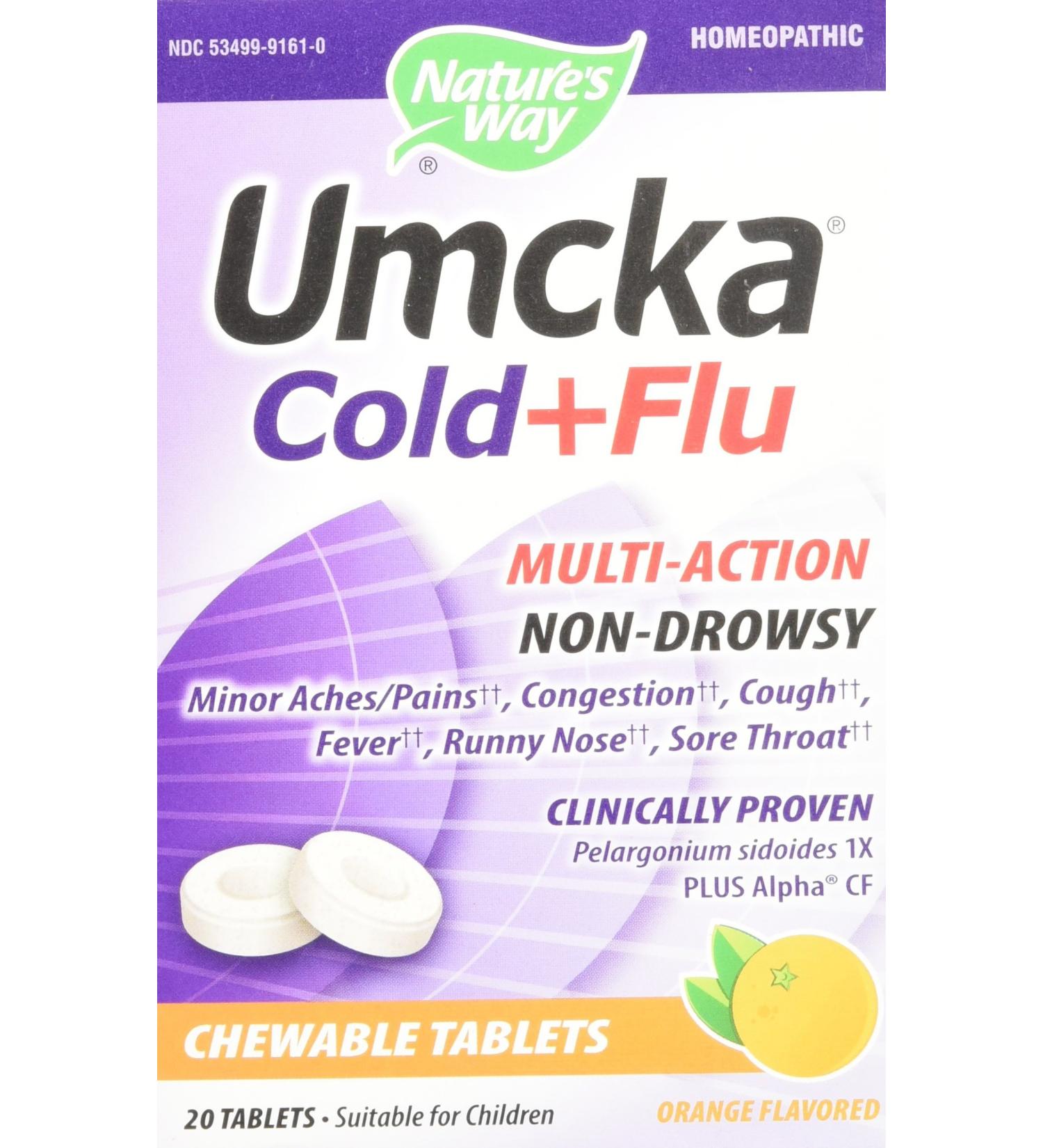 Nature's Way Umcka Cold + Flu Orange Chewables - 20 Tablets - Buy Online on GoSupps.com
