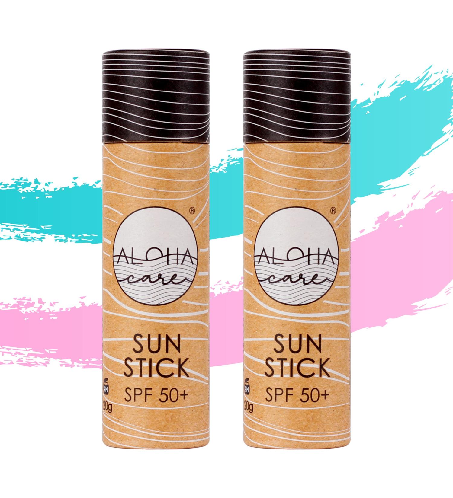 Aloha Sun Stick SPF 50+ (2-pack teal + pink) Sunscreen Stick Sun Block Stick for Face Sunscreen SPF 50 for Surfing Great Sun Cream for Kids & Outdoor Sports Sunscreen Plastic Free Packaging 20g - Buy Online on GoSupps.com
