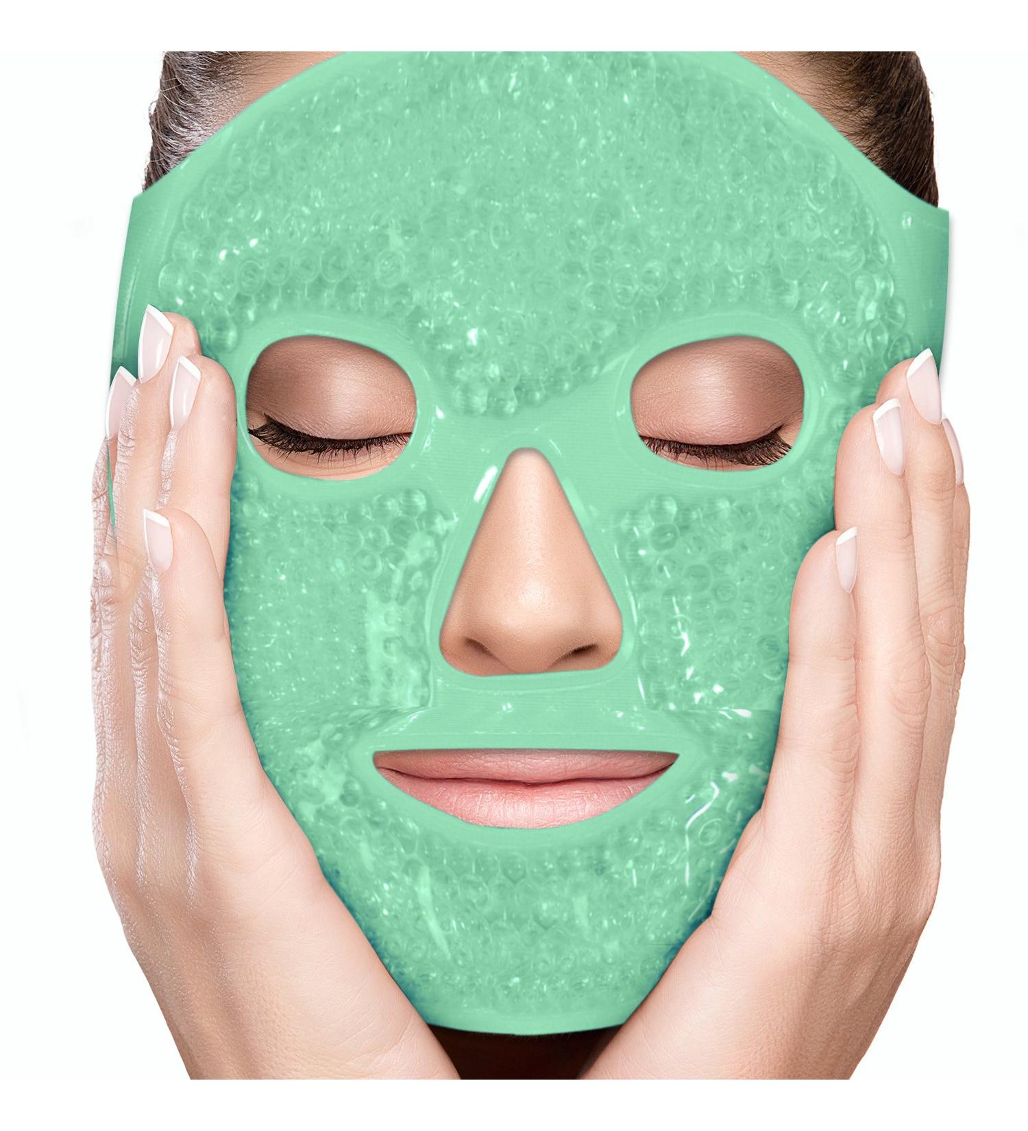 Perfecore Facial Mask for Puffy Eyes & Migraine Relief - Hot Cold Compress Pack for Sinus, Headaches, Spa Therapy - Gel Beads Mask for Sleeping, Travel - Green - Buy Online on GoSupps.com